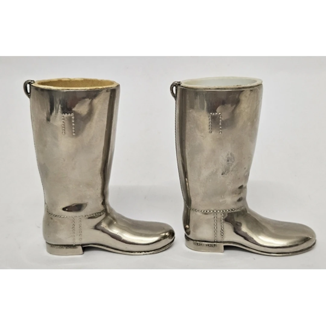 2 Vintage Silver Plated Grenadier Boot Spirit Measures appro...