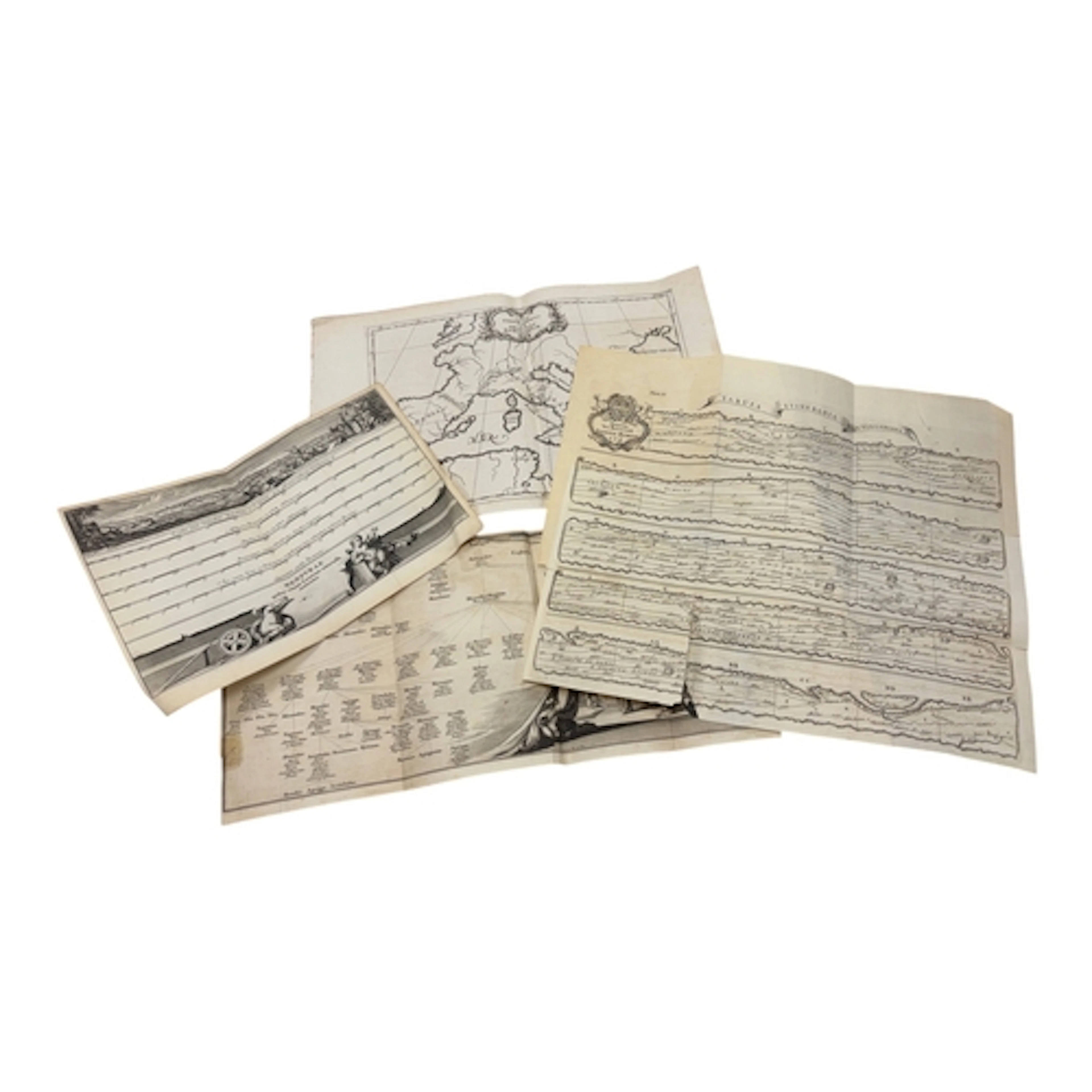 An unframed engraving, Origins of Rome, a linear map engravi...