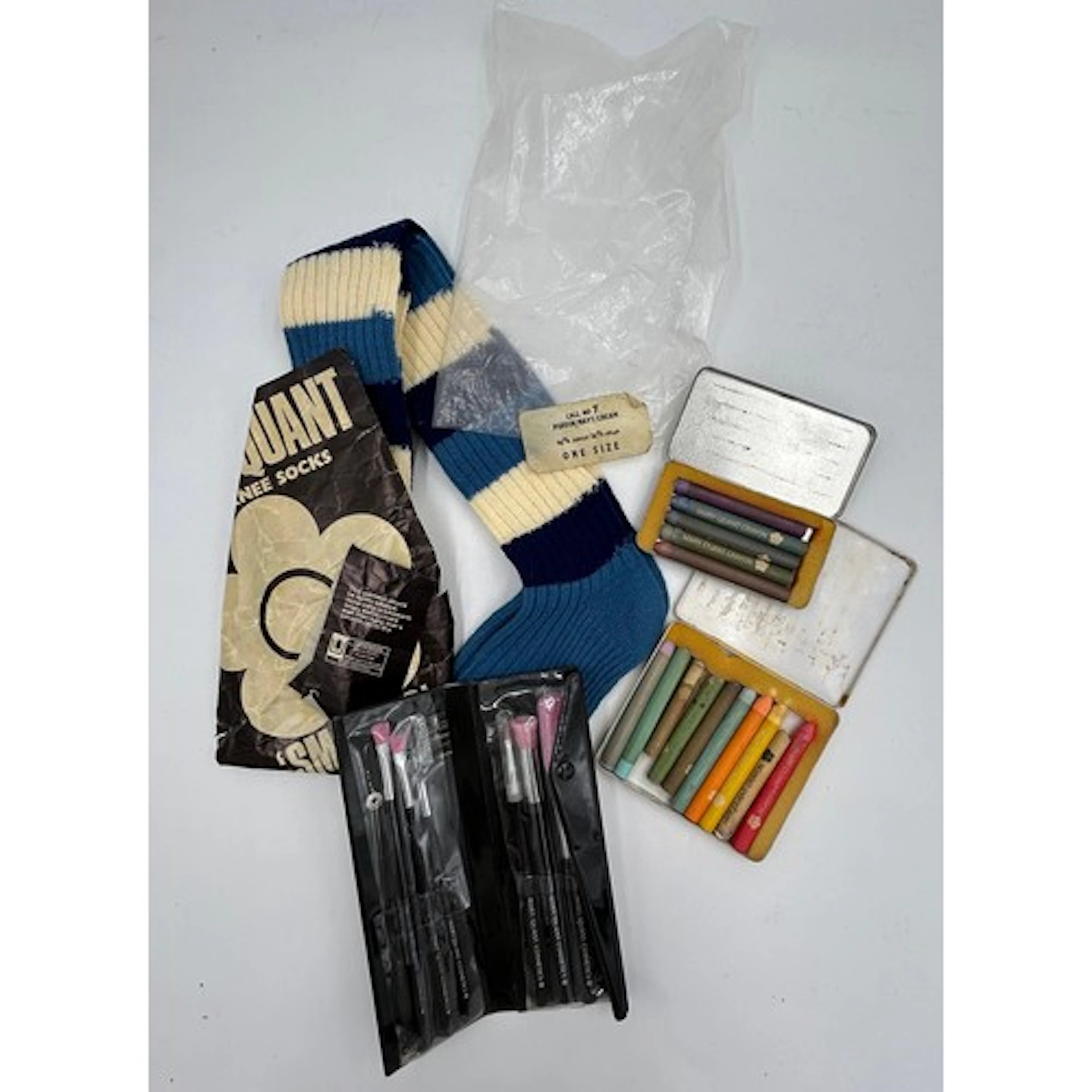 Mary Quant accessories: a pair of over-the-knee-socks, one s...