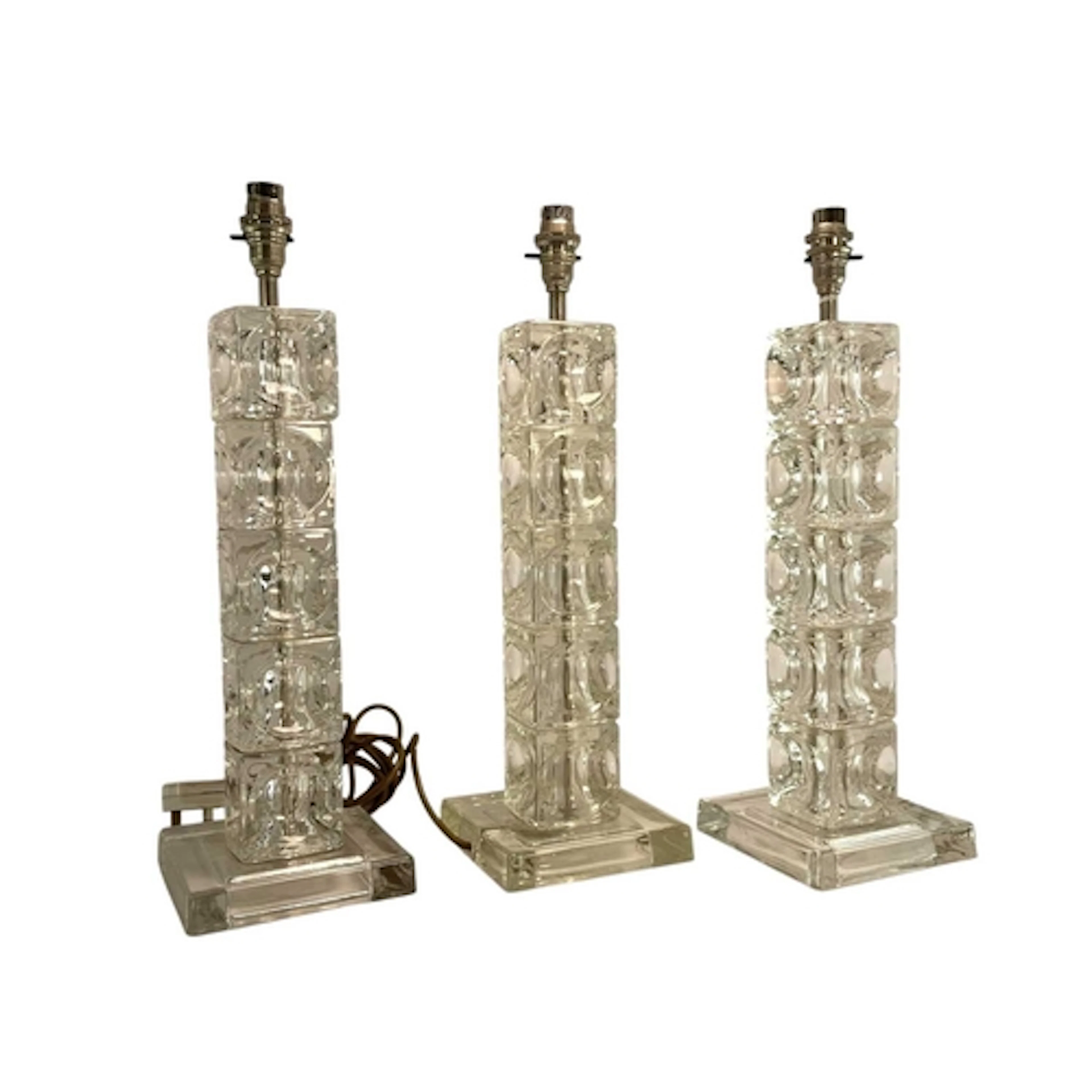 Three designer retro 20th century glass stacking cubes desk ...