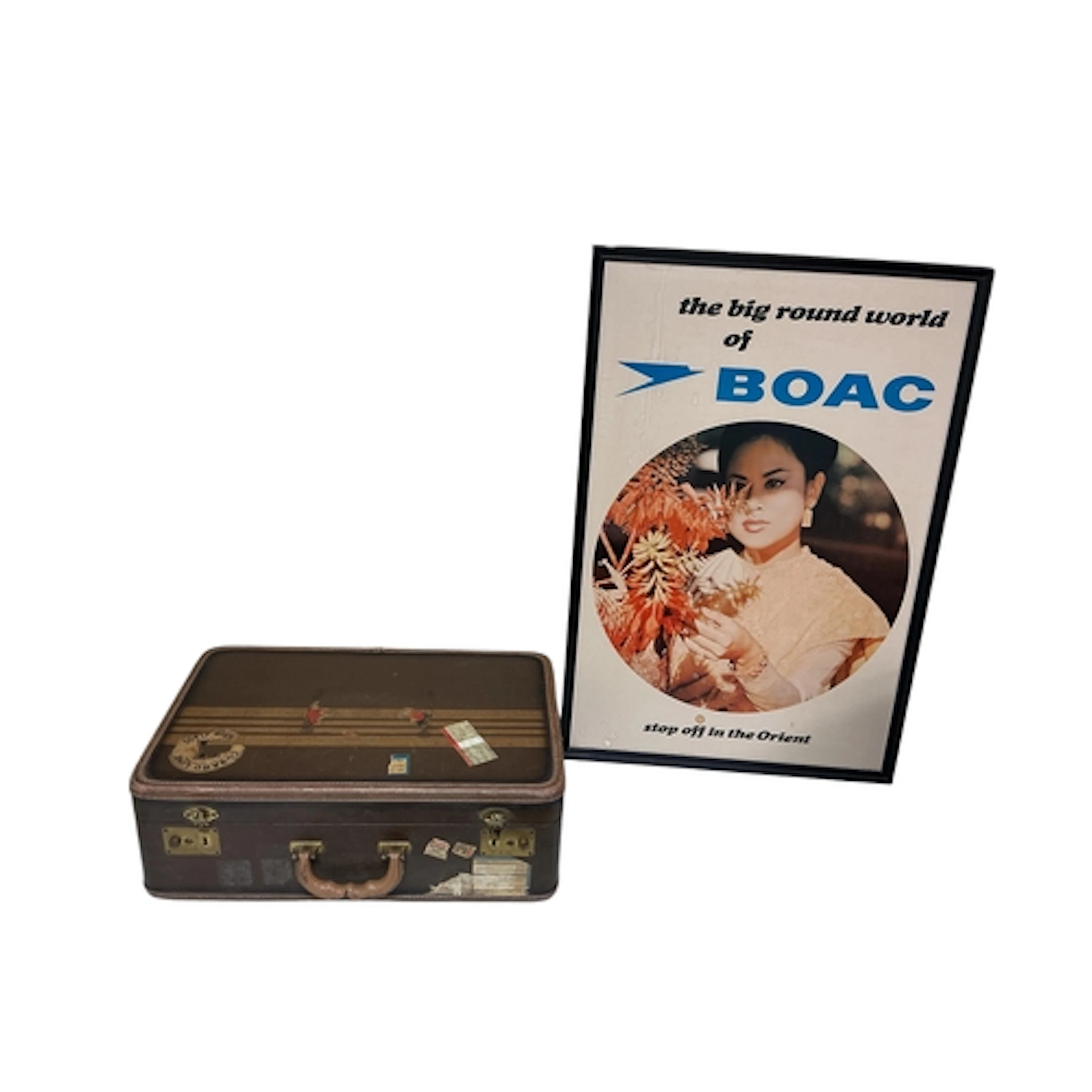A suitcase of travel ephemera relating to Cunard, British Ai...
