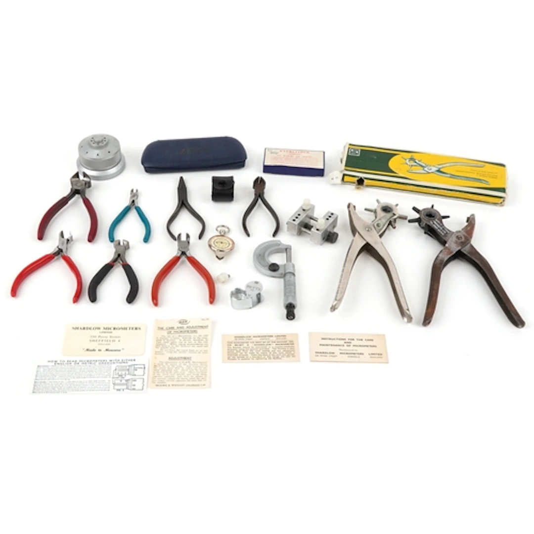 Quantity of watchmaker's tools including a Shardlow micromet...