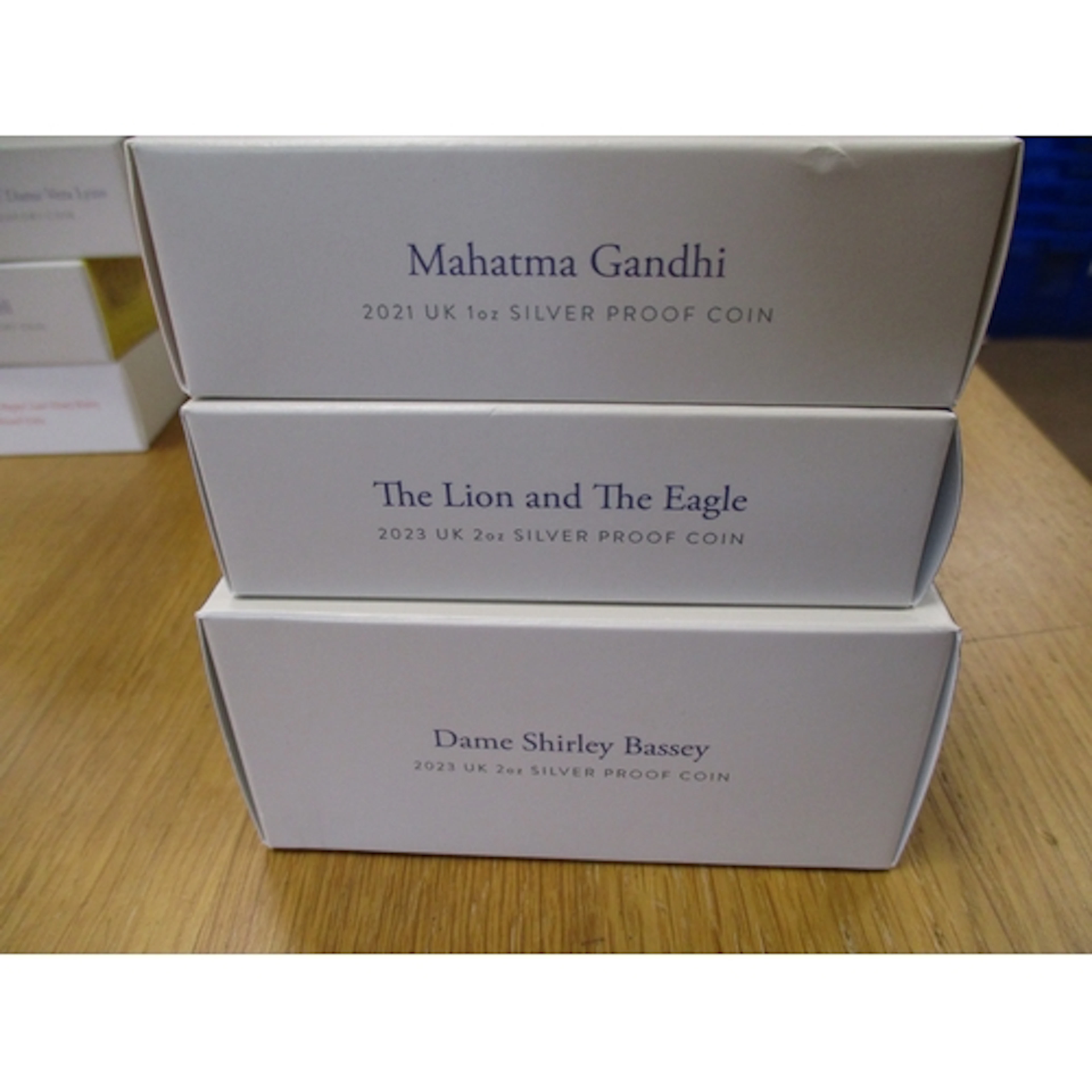 Collection of boxed silver proofs with 2oz £5 2023 'Dame Shi...