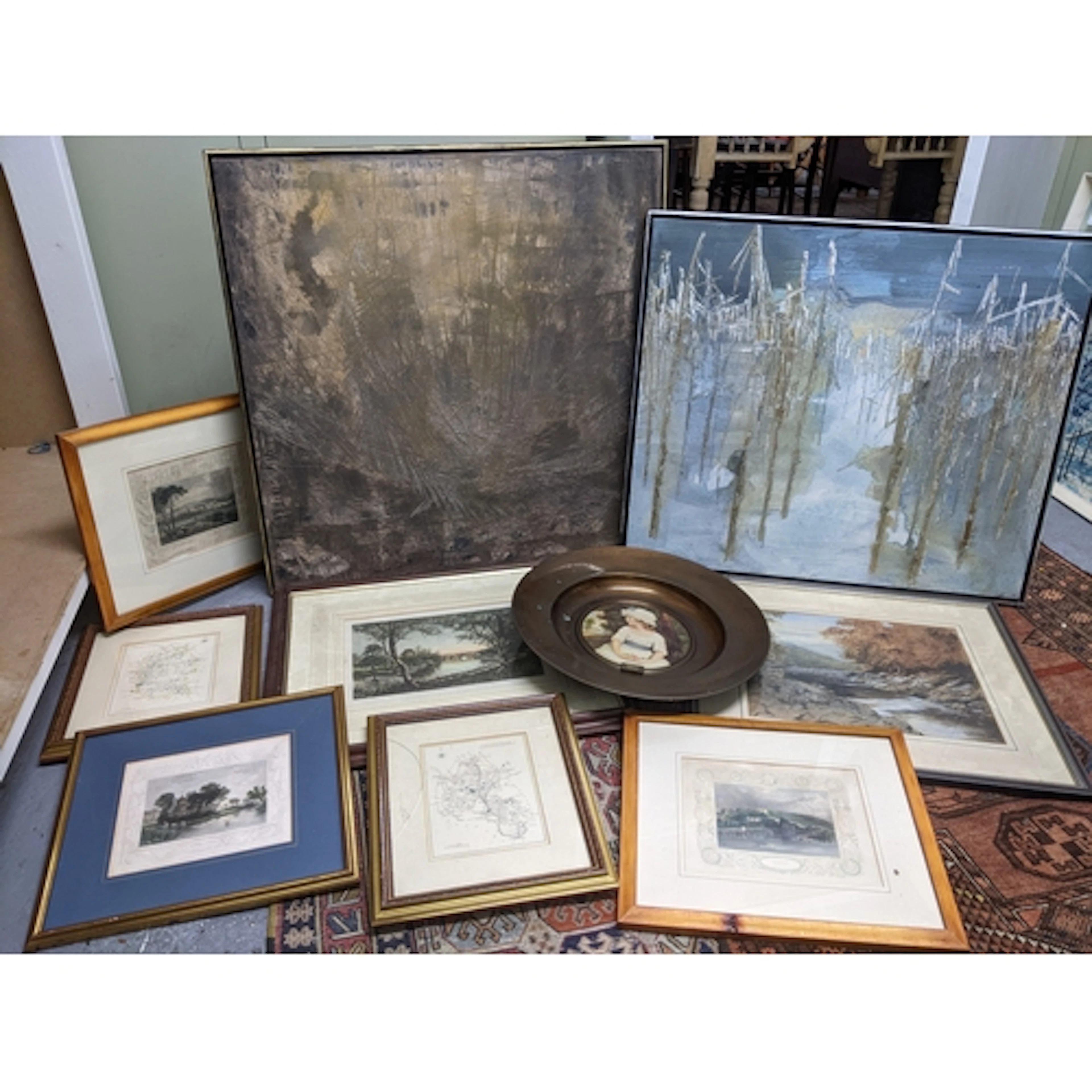 A quantity of paintings and prints to include J W Goldsmith ...
