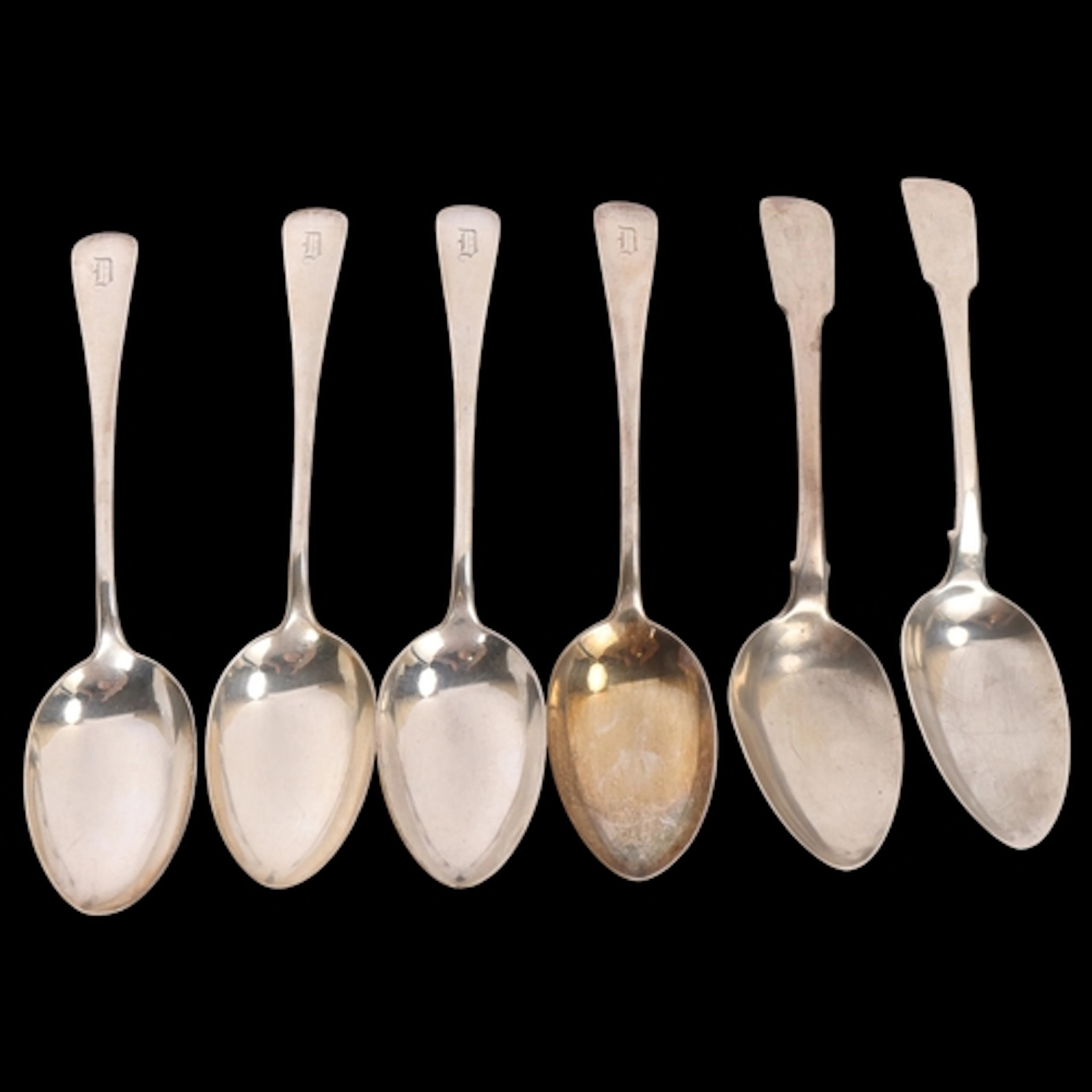 6 silver tablespoons, comprising 4 x Birks Old English patte...