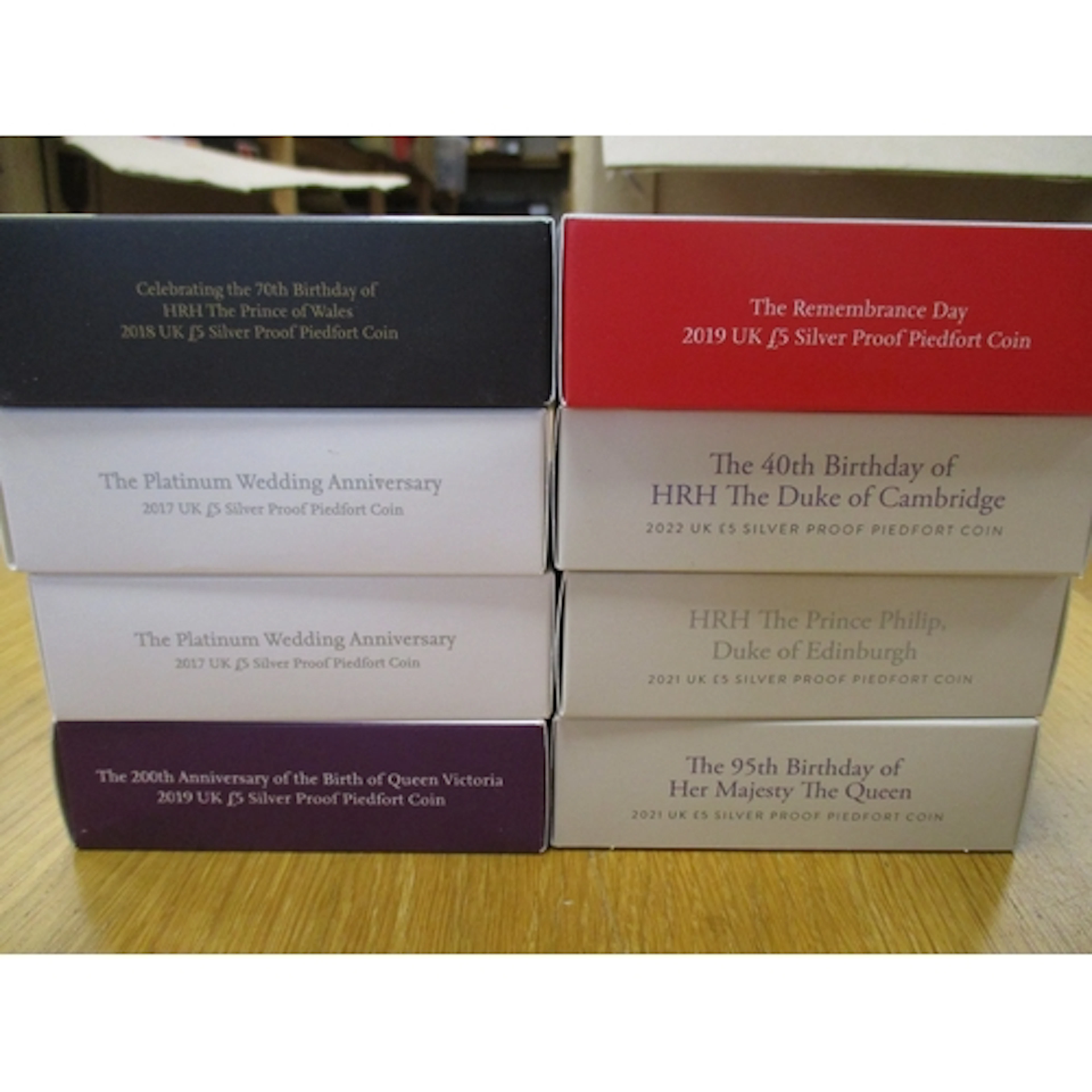 Collection of boxed £5 silver piedfort proofs with 2017 (2),...