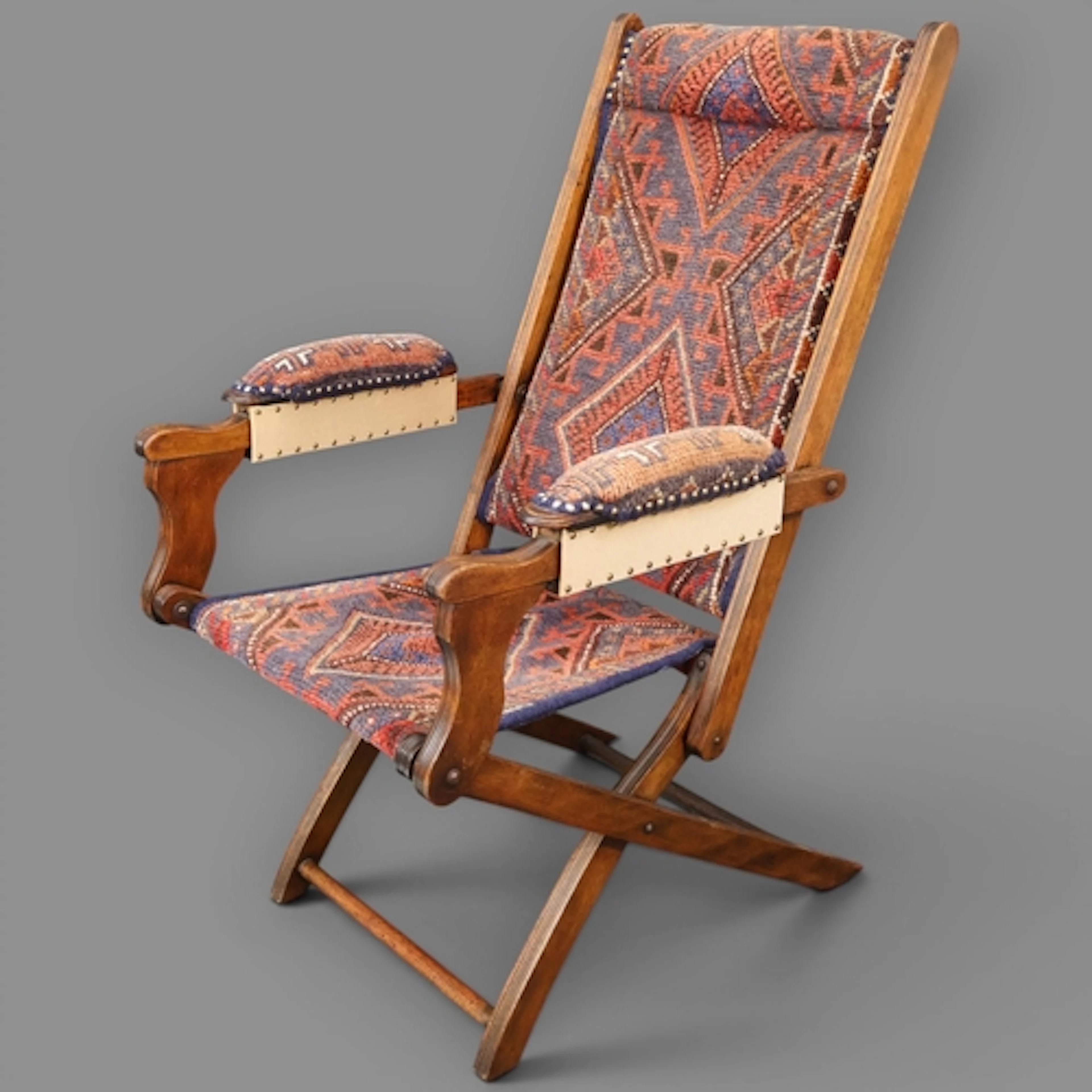 A late 19th century stained beech American campaign folding ...