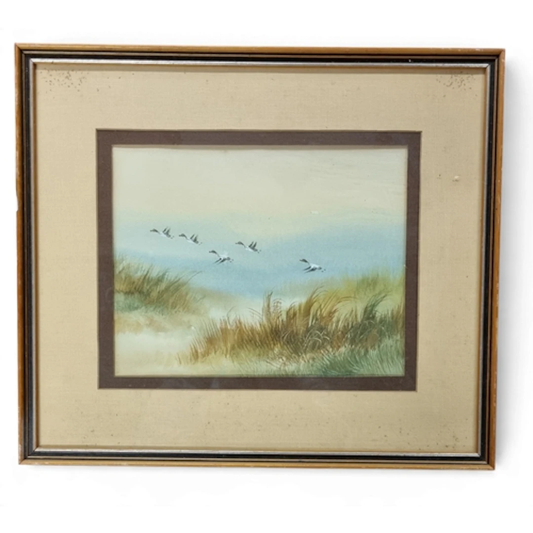 A 20th Century Watercolour of Ducks in full flight by the Se...