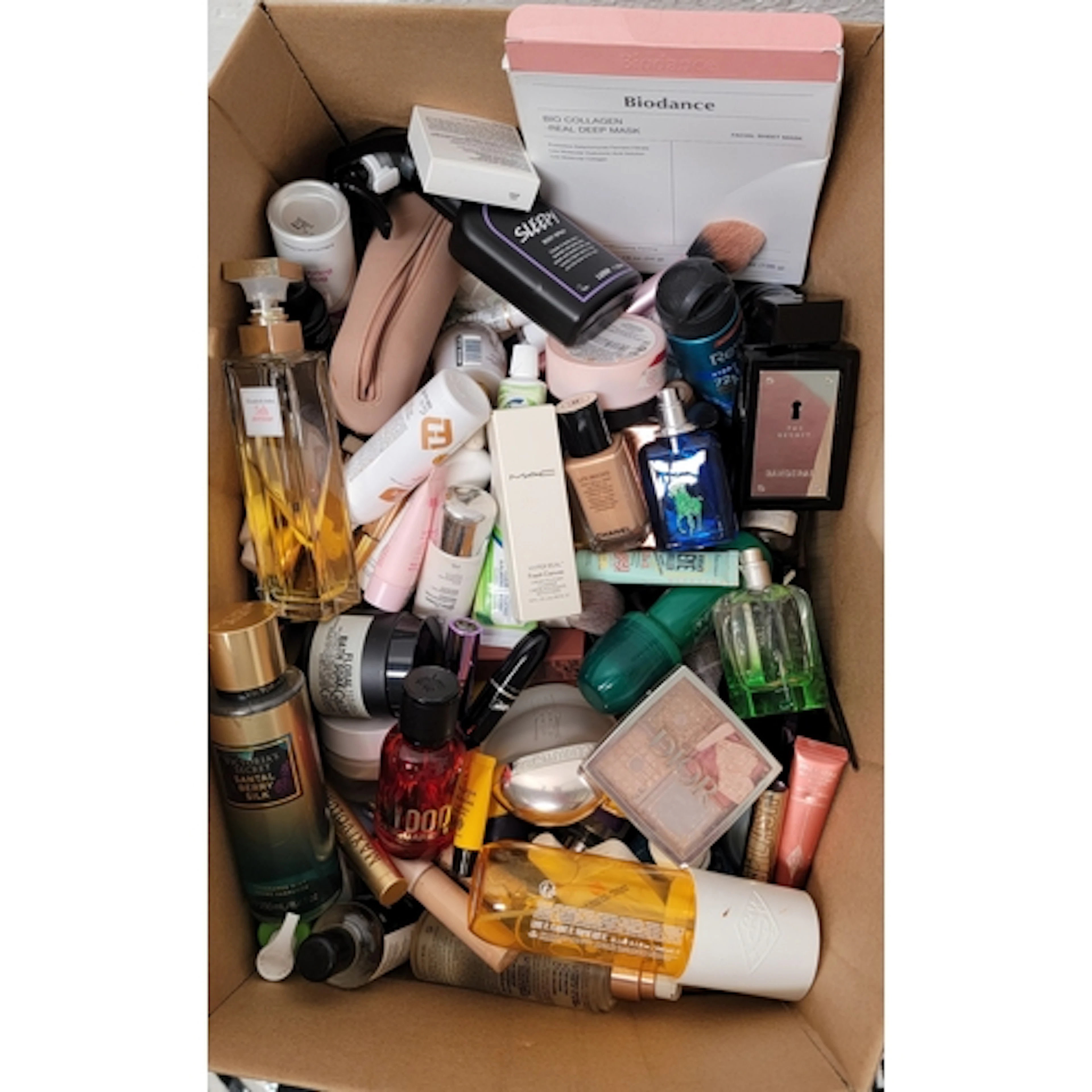 ONE BOX OF TOILETRIES AND COSMETICS including Hermes, Victo...