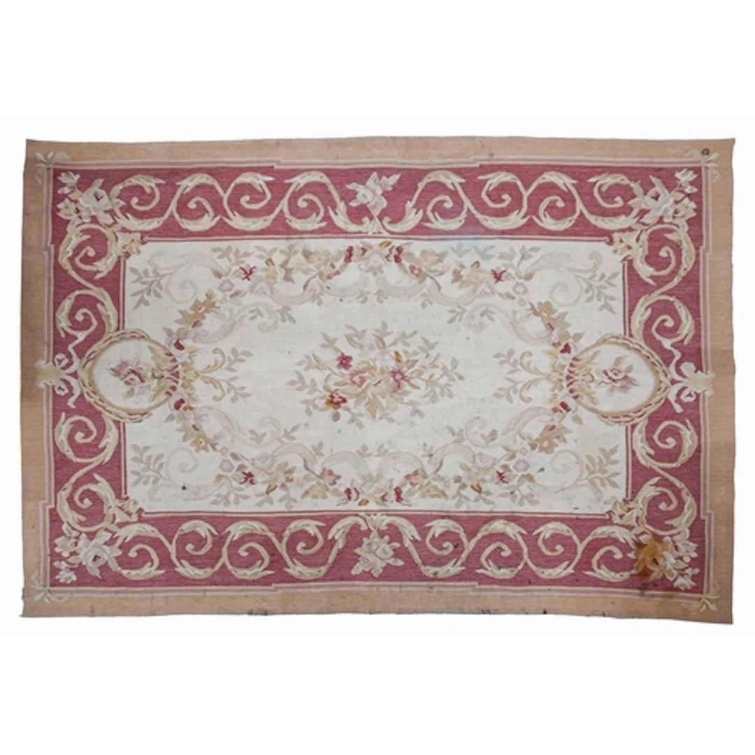 A Louis XVI style floral tapestry rug, 20th c, 122 x 185cm...