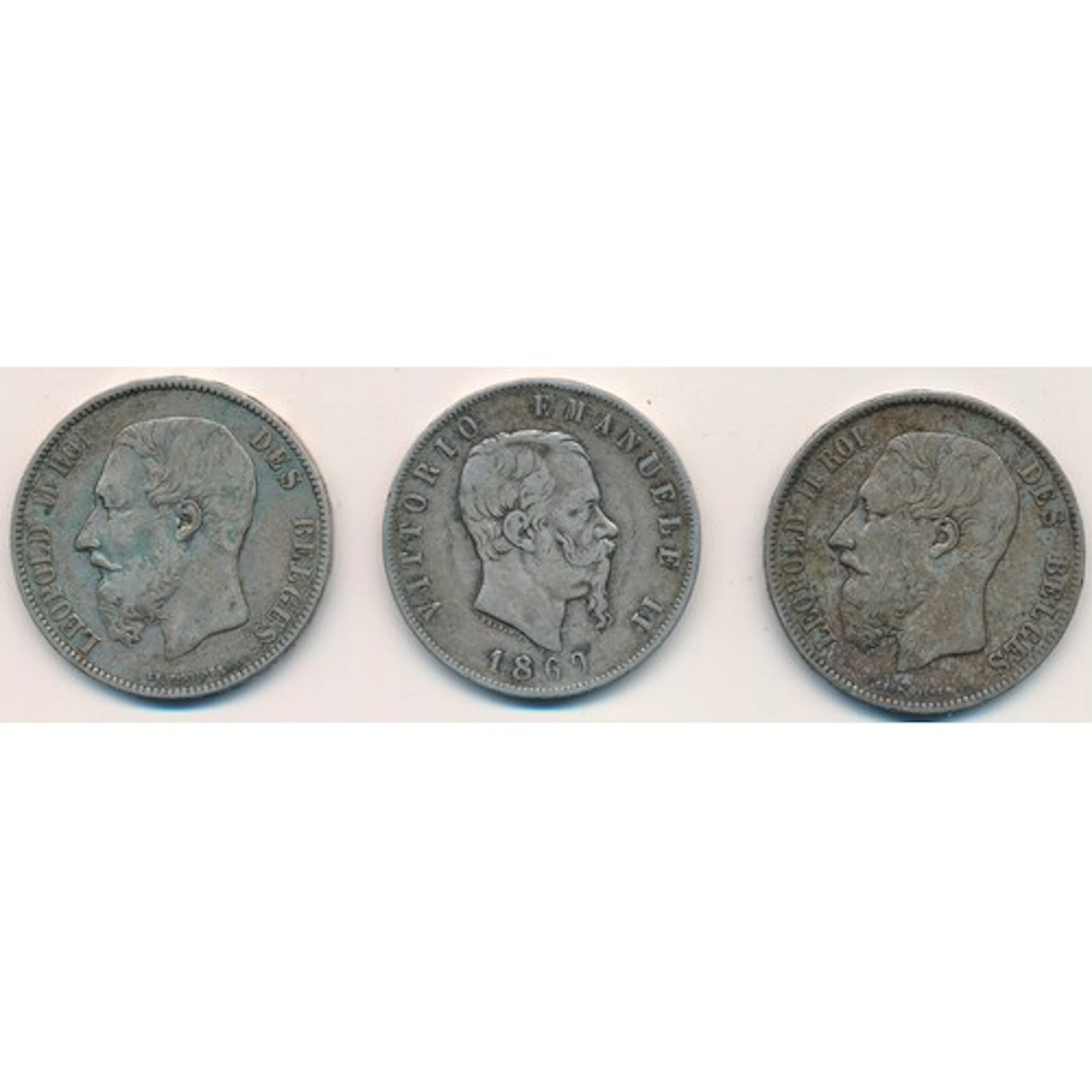 European Silver Coins - A small collection of three 19th cen...