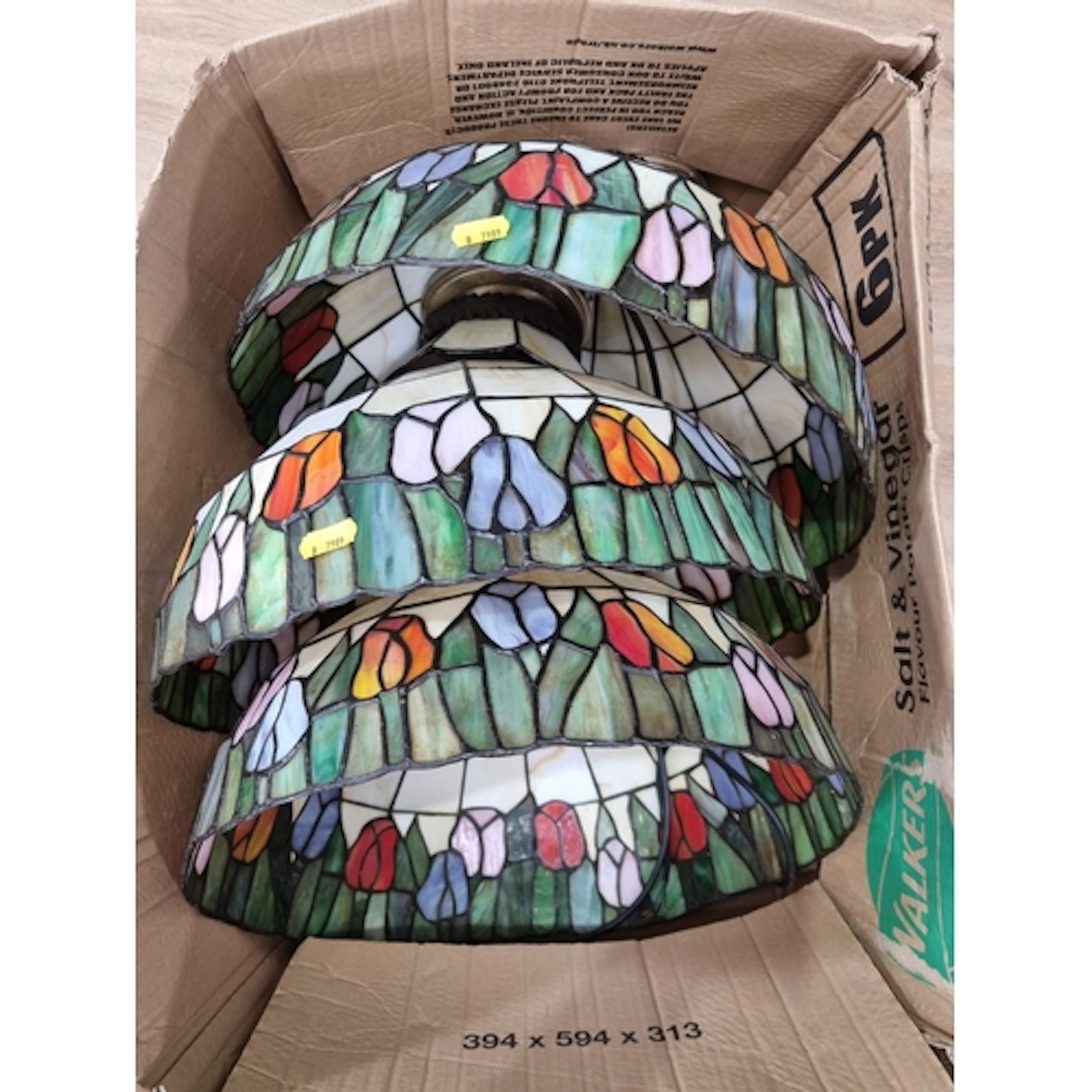 Three Tiffany style light shades, (R6).