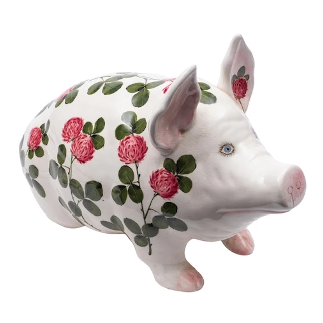 A large Plictha pottery pig, painted by Joseph Nekola with f...