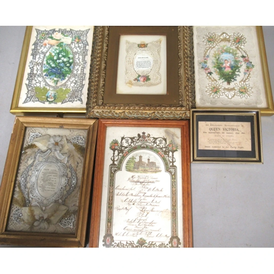 Osborne House menu card, together with a small framed Queen ...