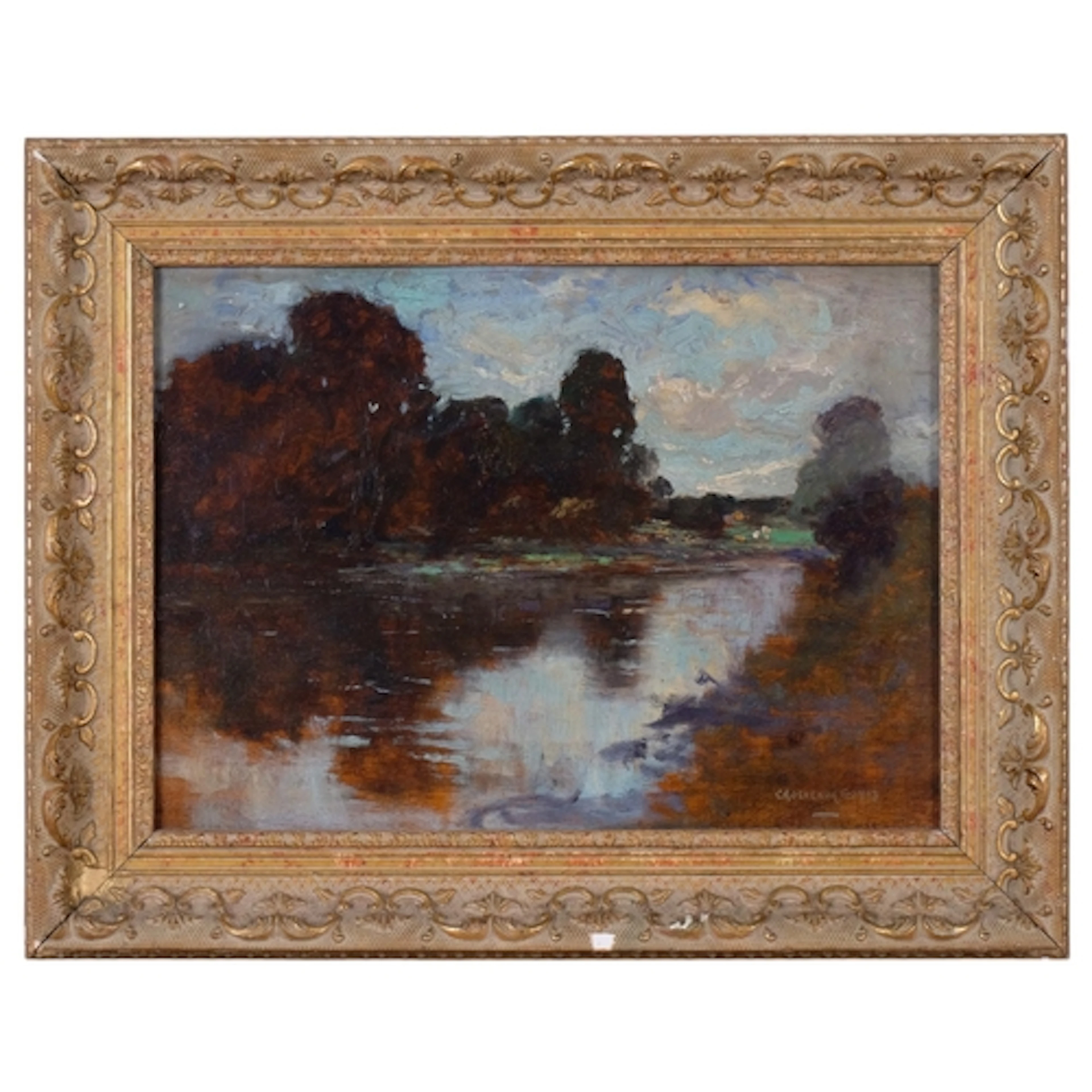 Grosvenor Thomas (1856 - 1923), rural river scene, oil on wo...