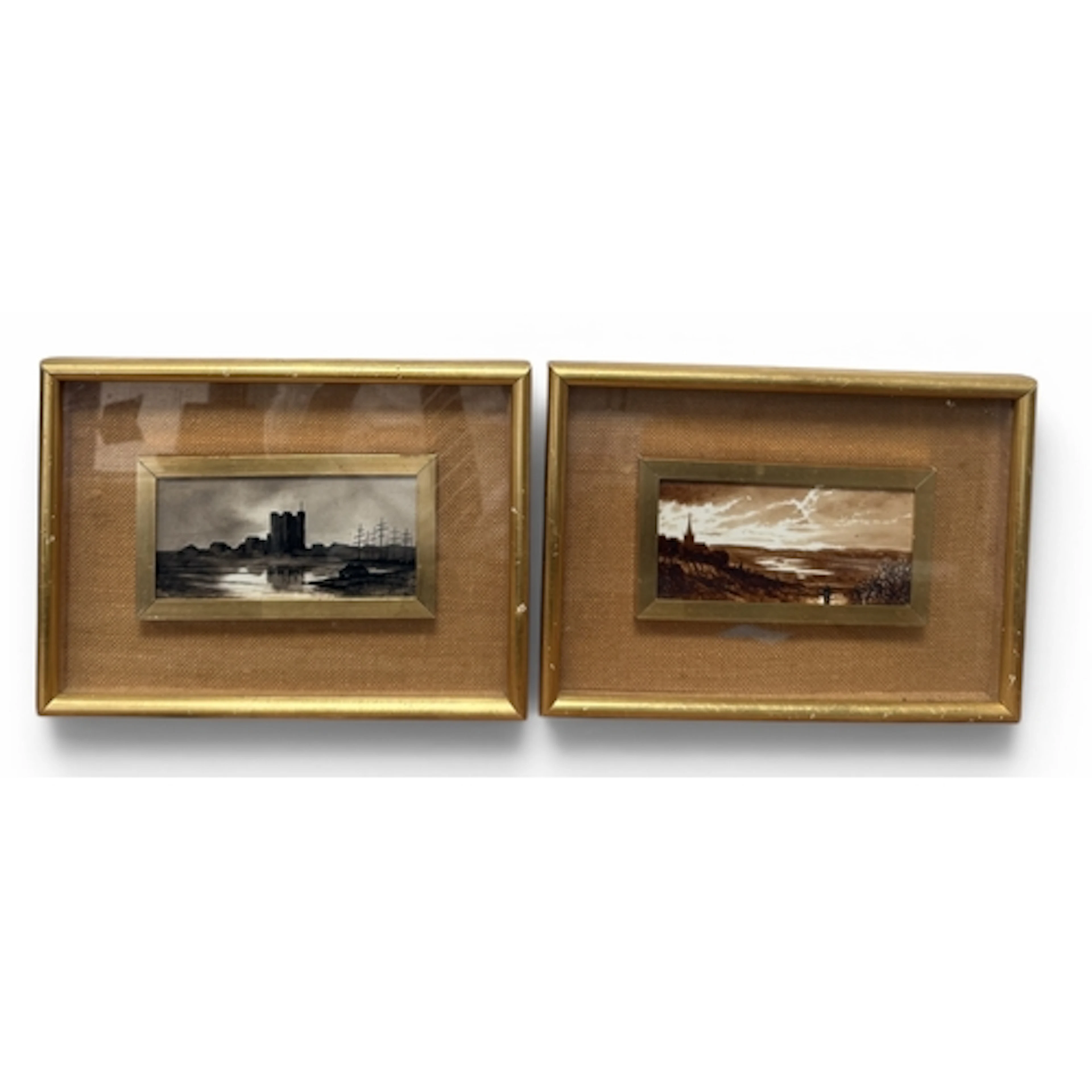J.TALBOT COKE: TWO MINTON PORCELAIN TILES DEPICTING ROCHESTE...