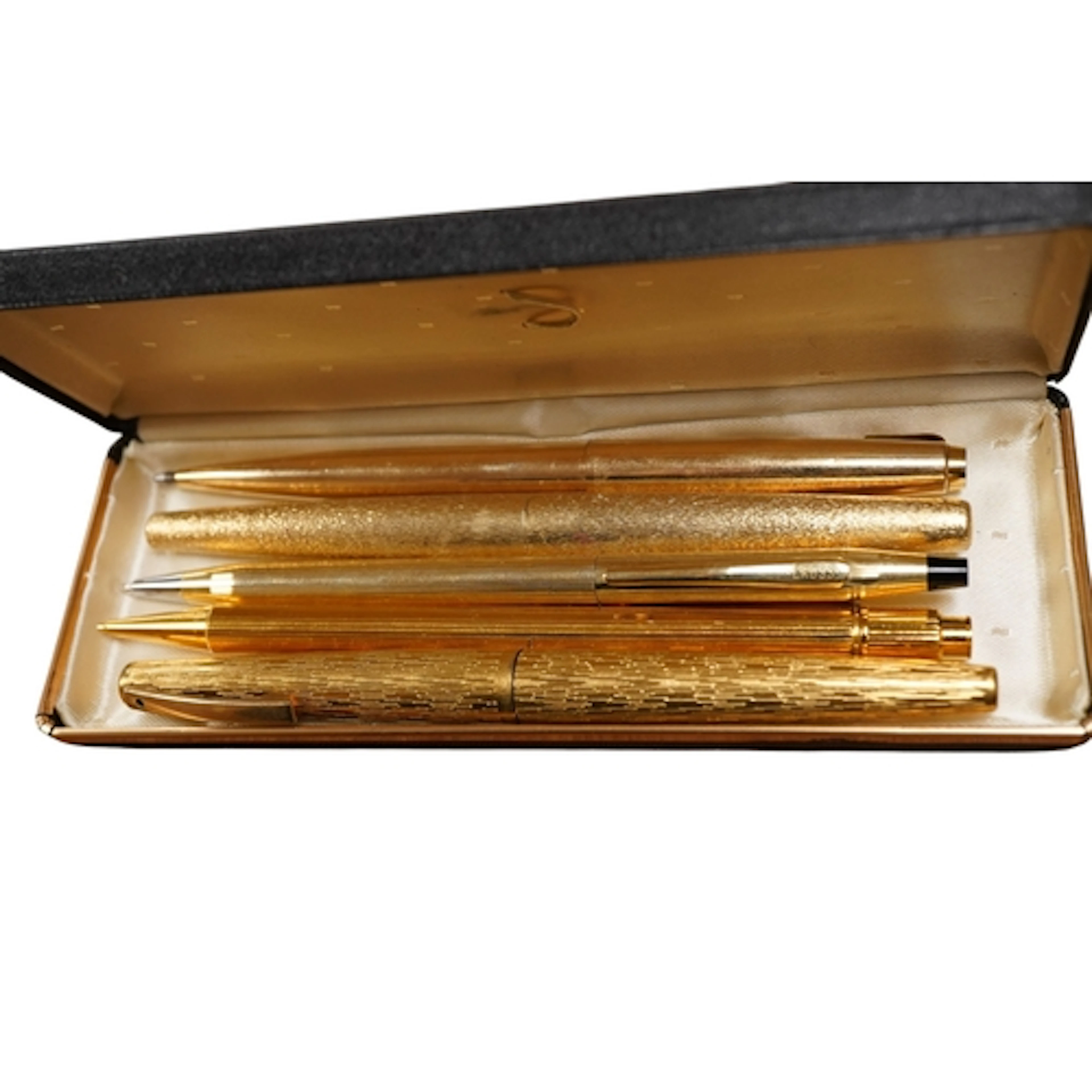 Two Sheaffer gold plated fountain pens, a Parker fountain pe...