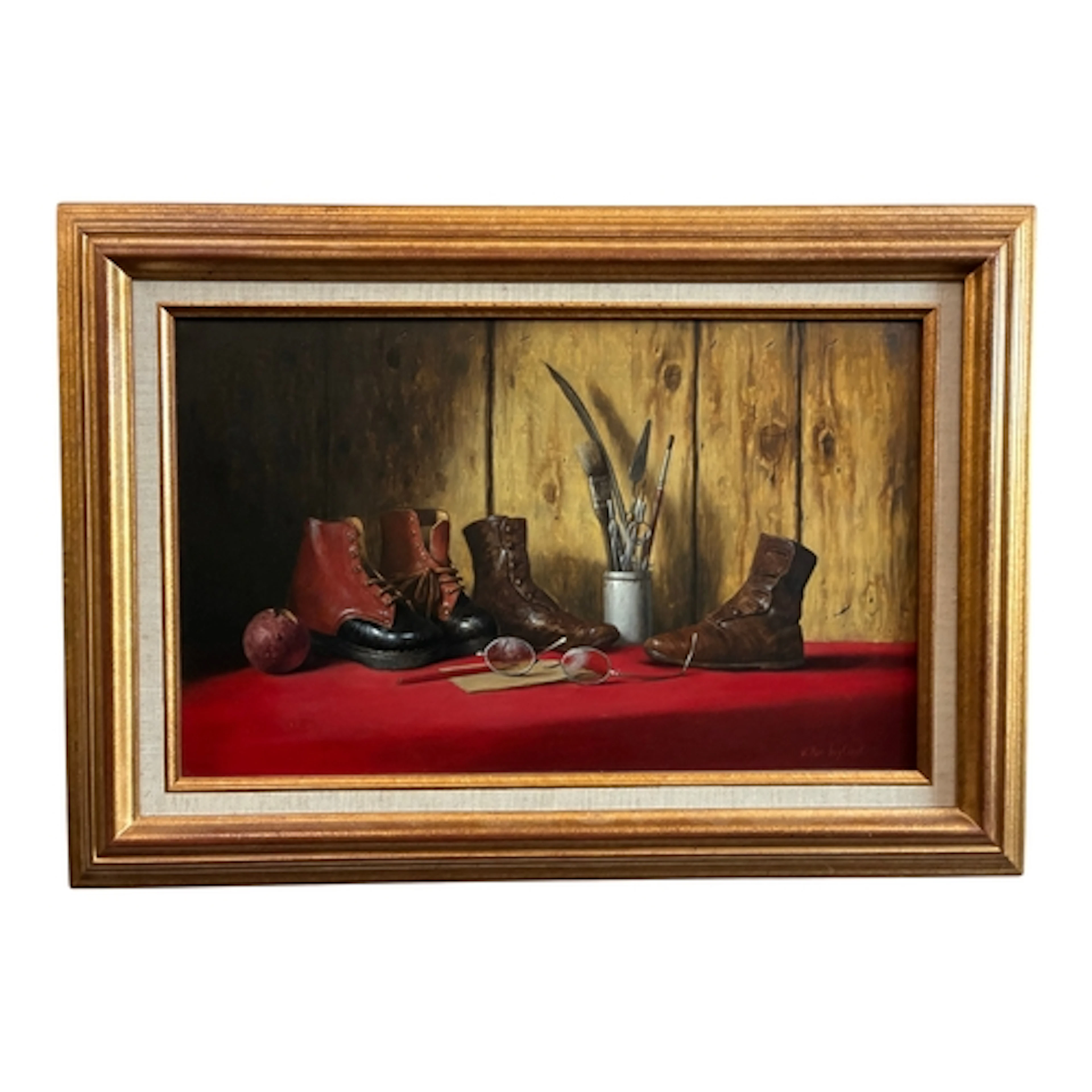 Werner van Hoylandt (b.1951) - 'Les Bottines Rouge', oil on ...