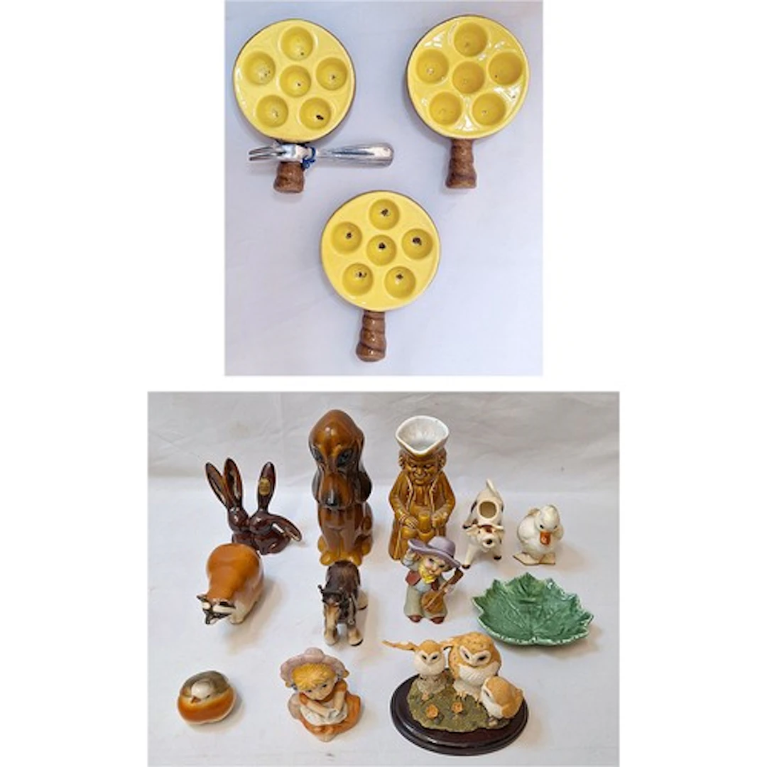 Vintage Depose French Escargot Ceramic Dish, in yellow x 3, ...