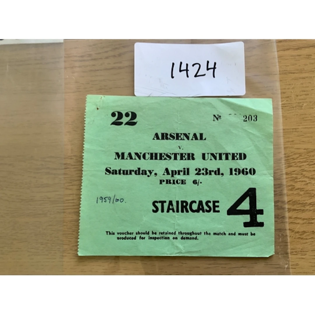 59/60 Arsenal v Manchester United Football Ticket: Good cond...