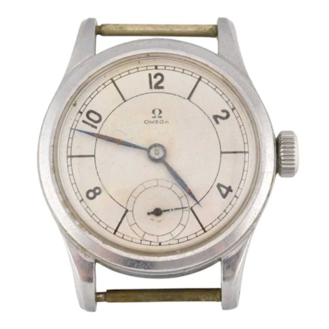 1940s Omega wristwatch. The watch with silvered sector dial ...