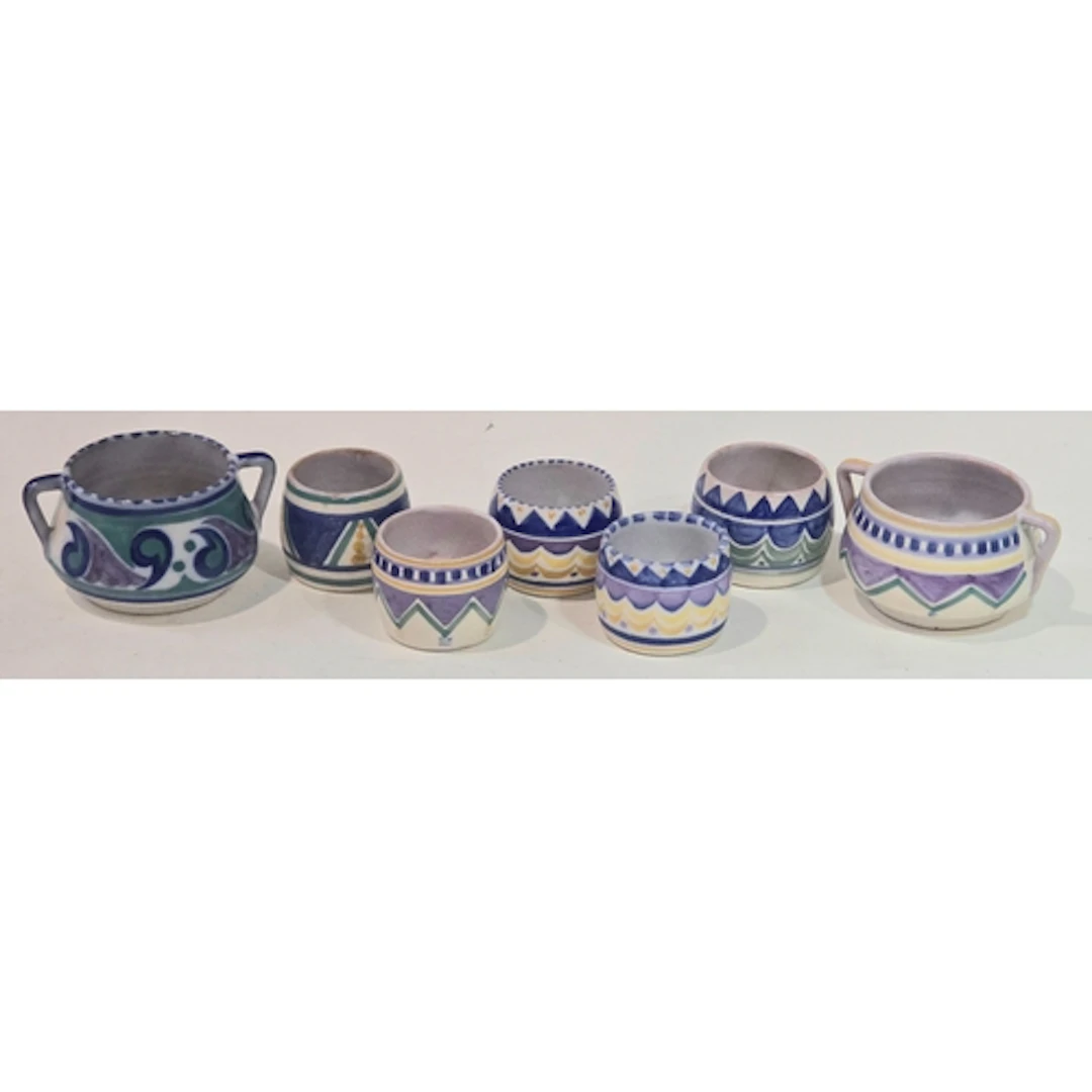 Poole Pottery small group of geometric design egg cups plus ...
