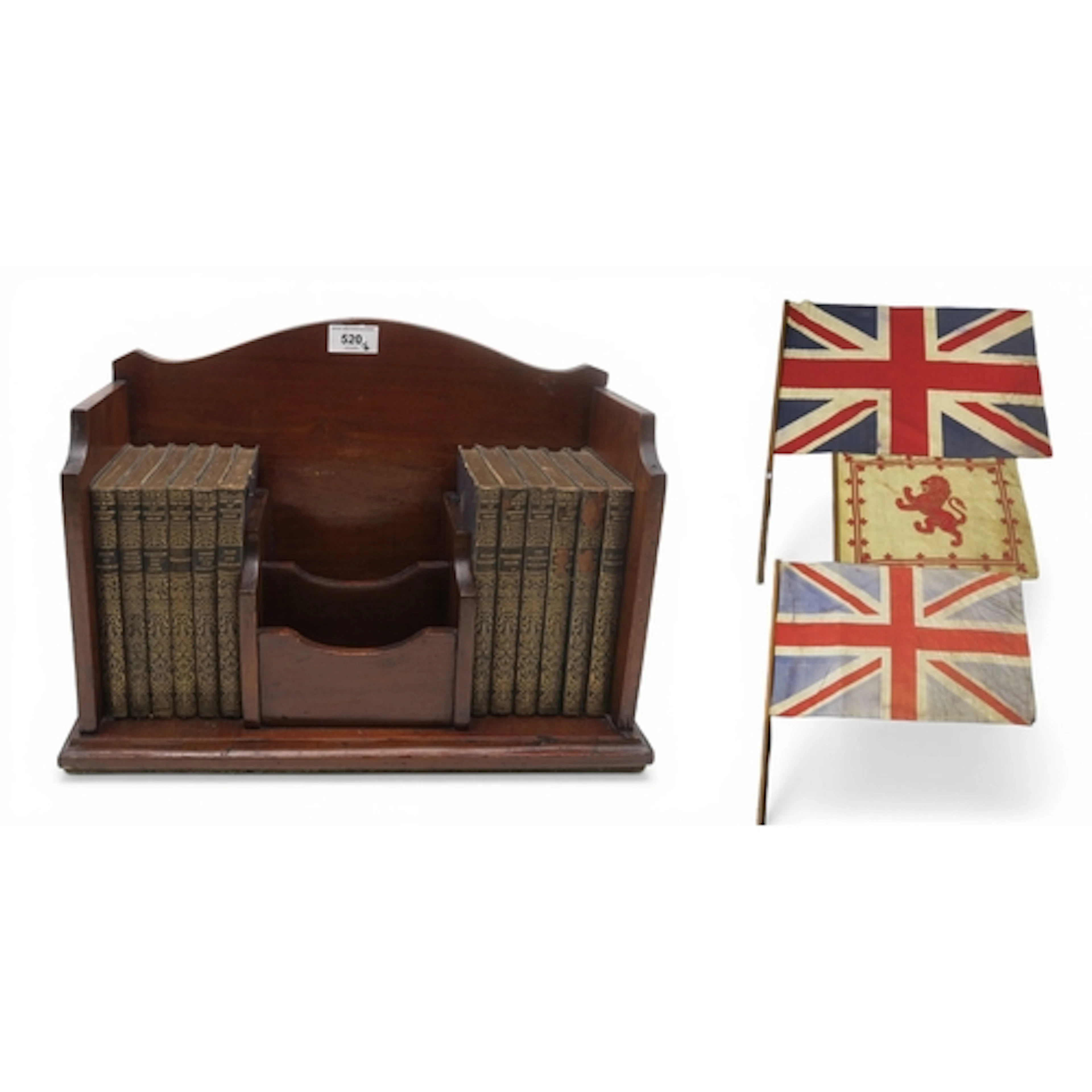 Two early-20th century printed Union Jack flags and a Lion R...