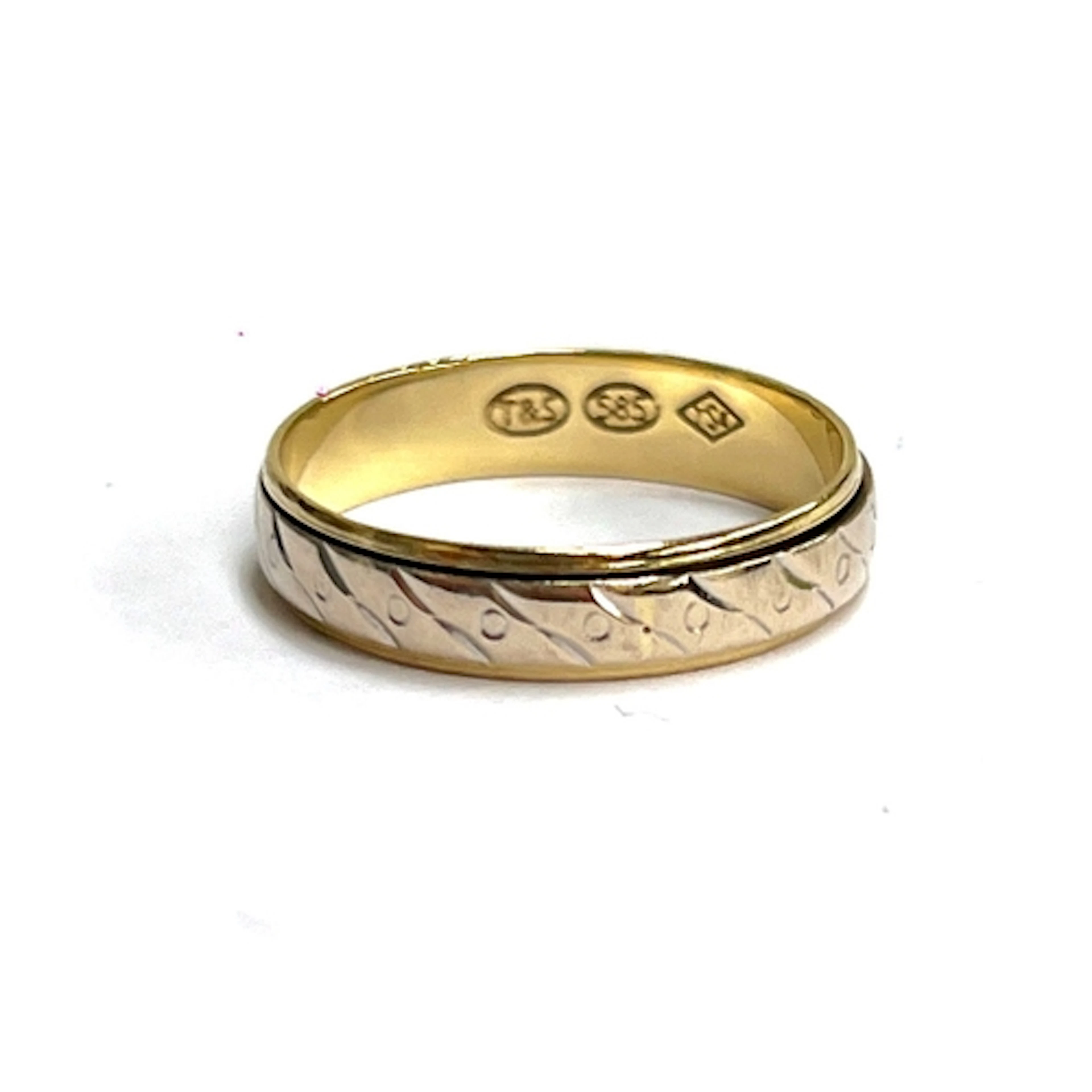 A 14ct yellow and white gold spinner/fidget ring, size H 1/2...