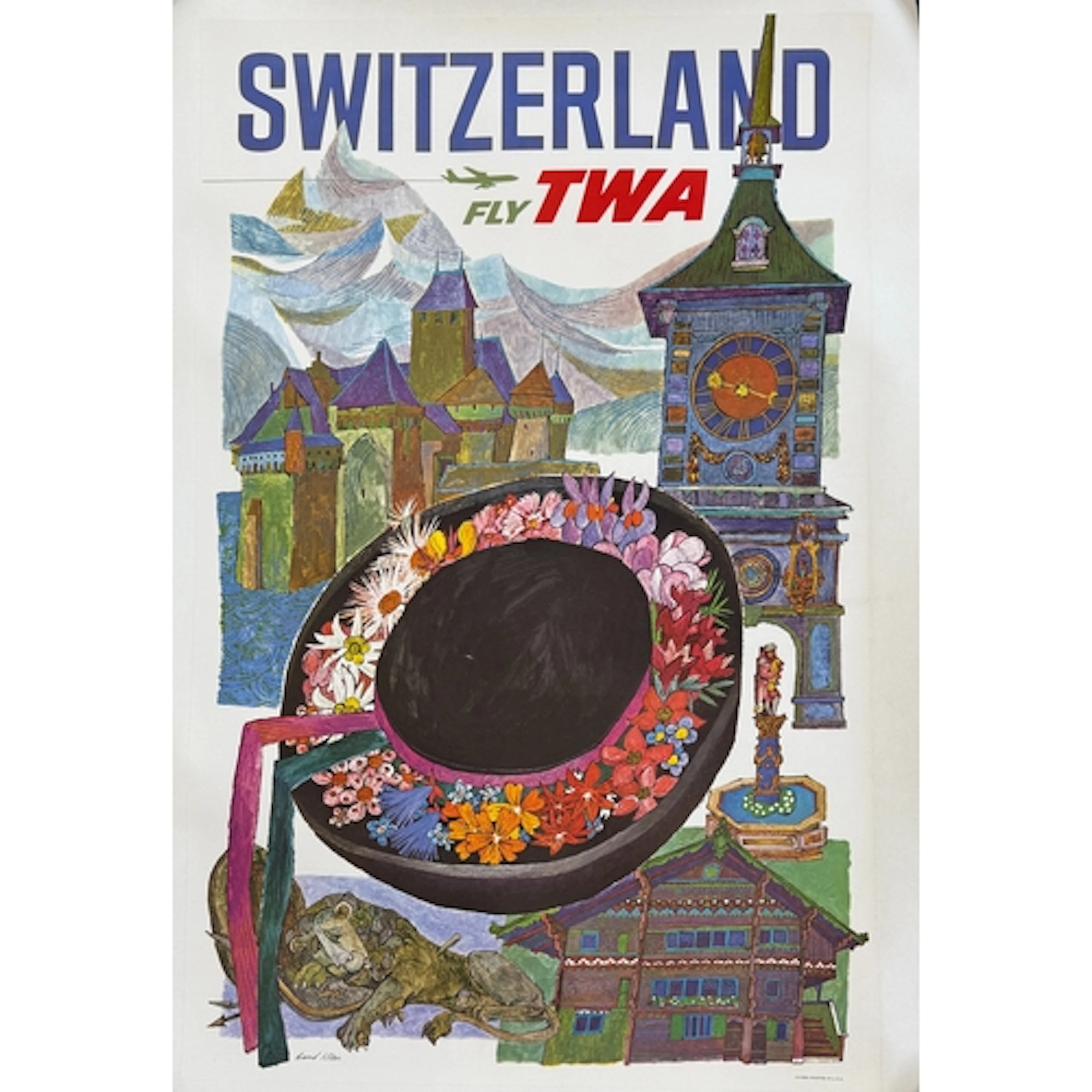 Posters/Transport: Posters/Transport: Switzerland Fly TWA -...