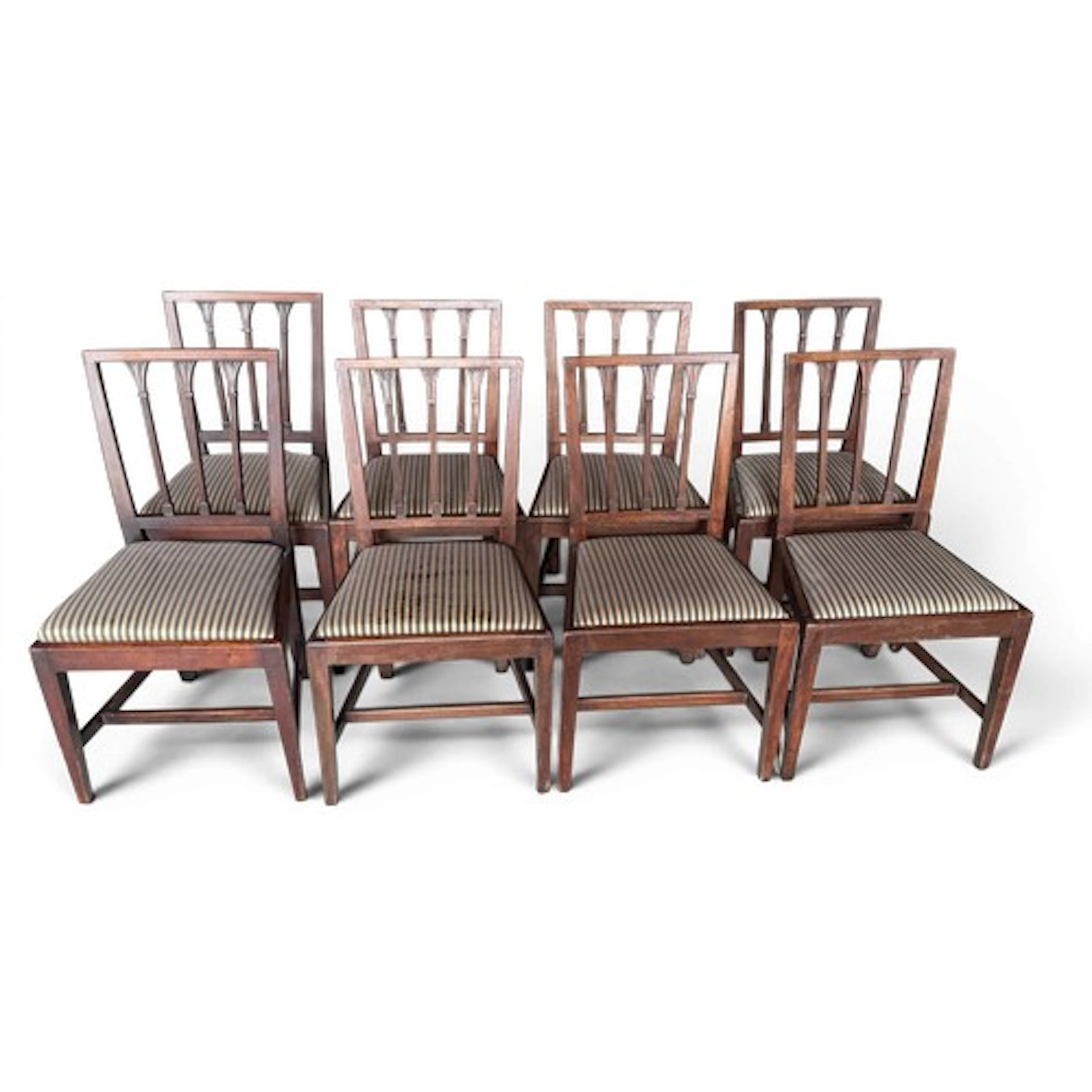 Eight 19thC dining chairs with drop in seats. (6 + 2)