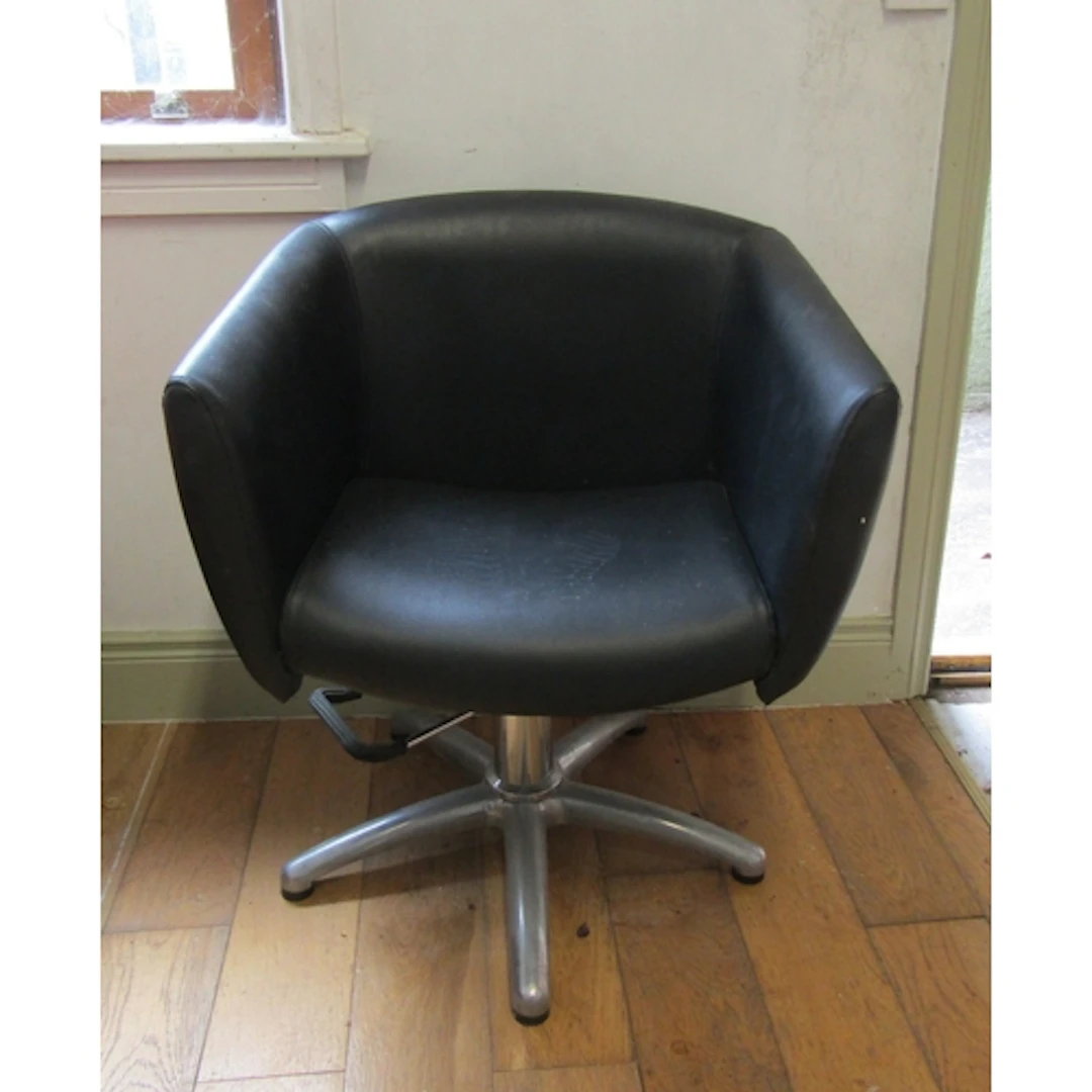 Modern Leather Upholstered Desk Armchair Swivel Base Alumini...