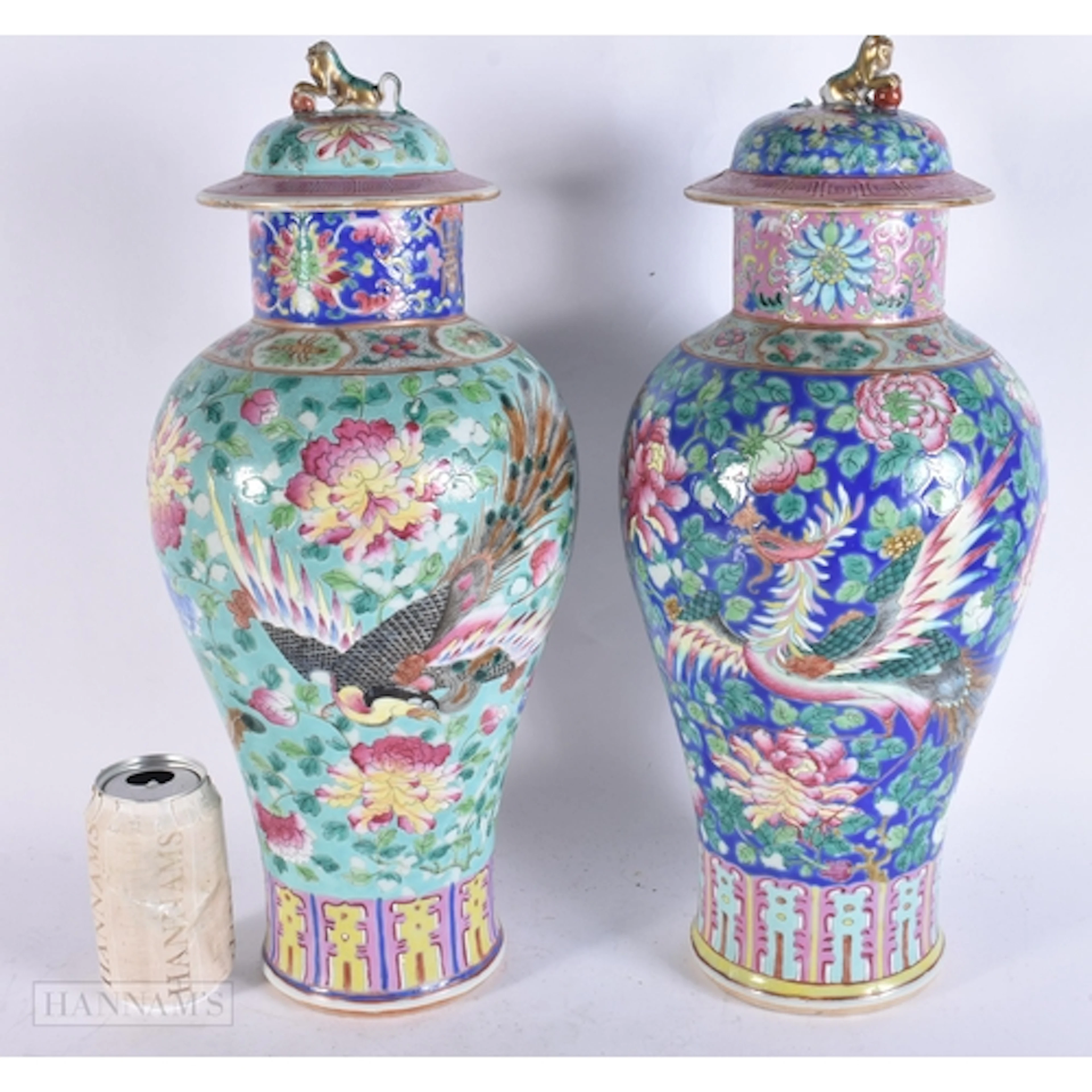 A LARGE PAIR OF 19TH CENTURY CHINESE STRAITS PORCELAIN VASES...