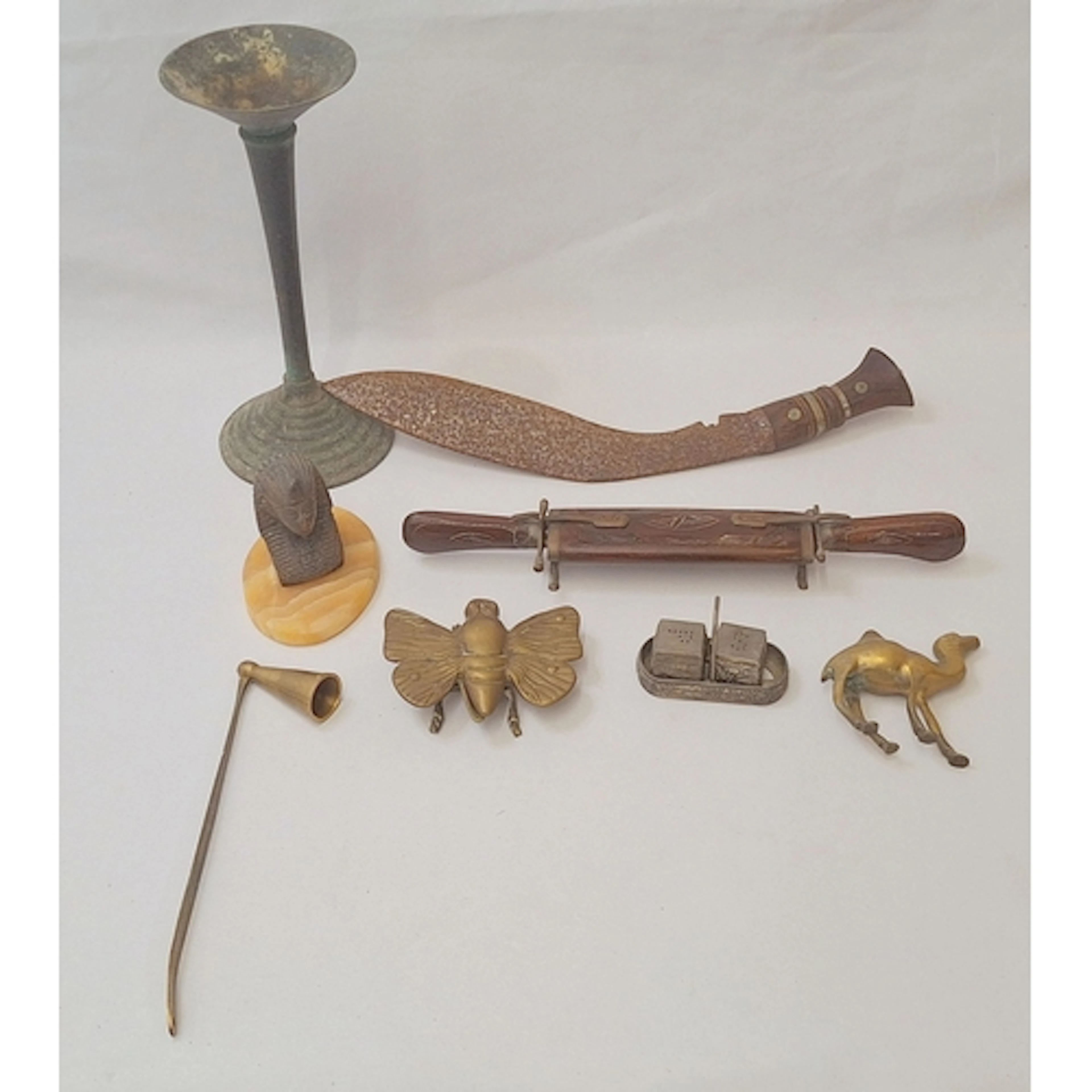 Metalware incl. brass butterfly shaped hinged dish/ashtray, ...