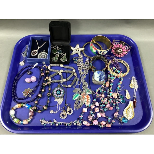 Assorted Costume Jewellery, including decorative bangles, be...