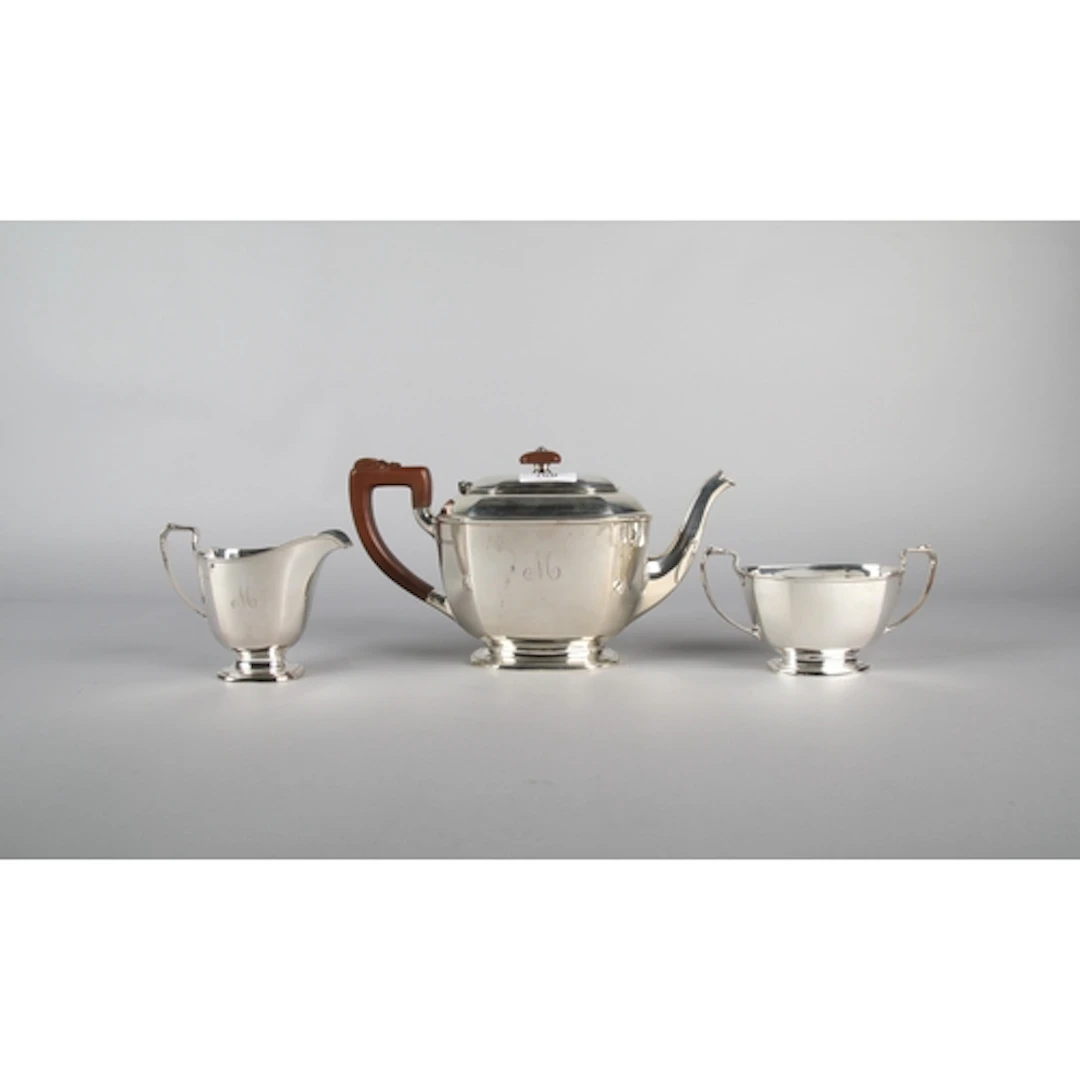 Three piece silver tea service, Birmingham 1938, gross weigh...