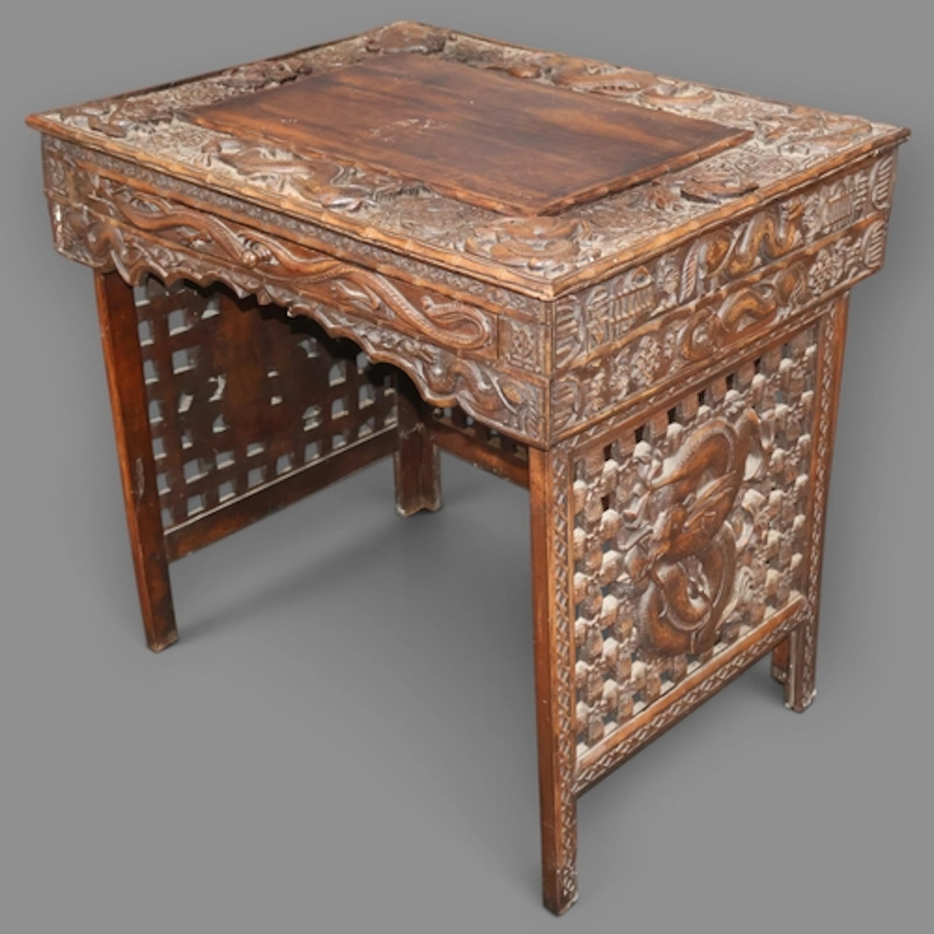 A 19th century Chinese hardwood folding travelling scribe's ...
