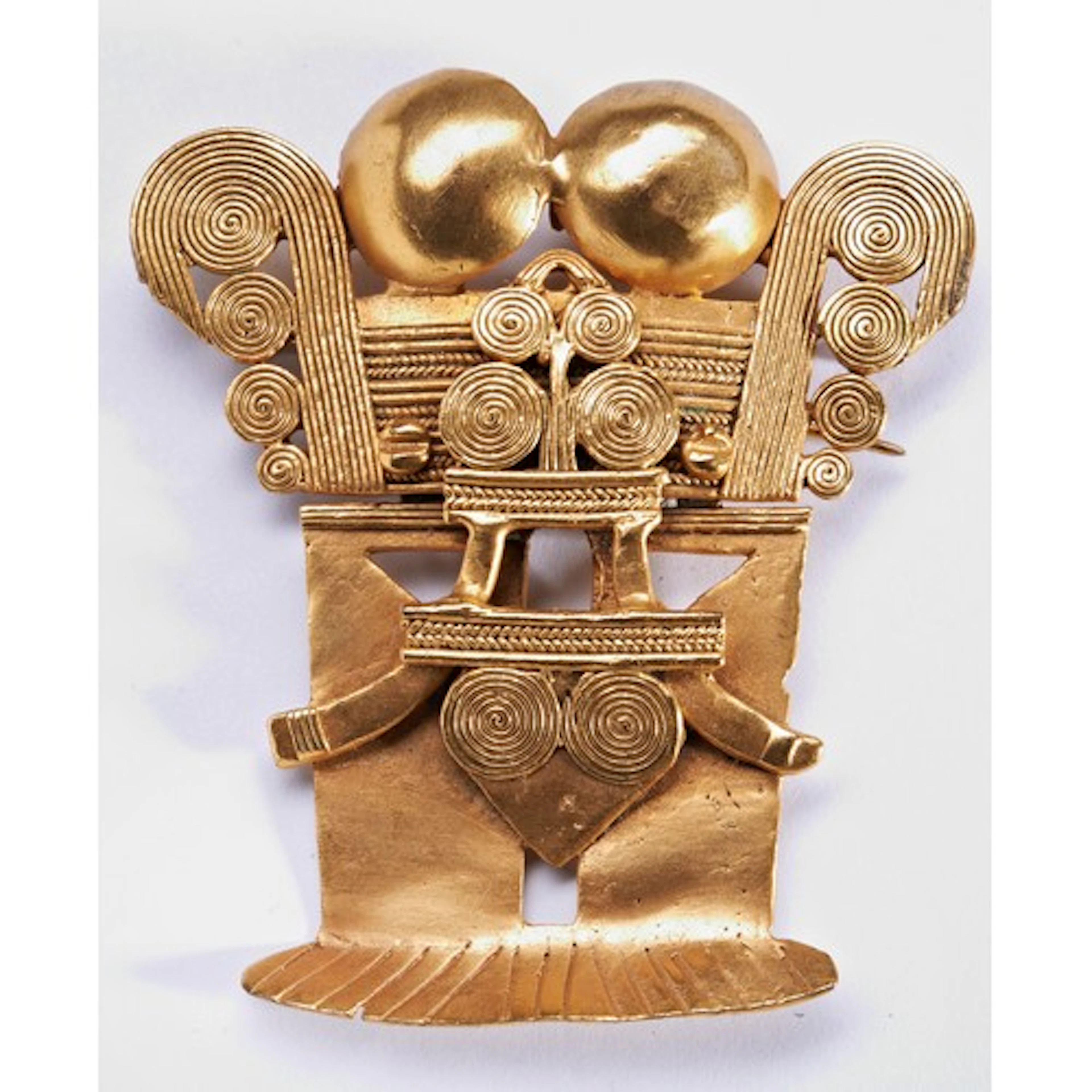 A PRE-COLUMBIAN STYLE ANTHROPOMORPHIC DARIEN PECTORAL BROOCH...