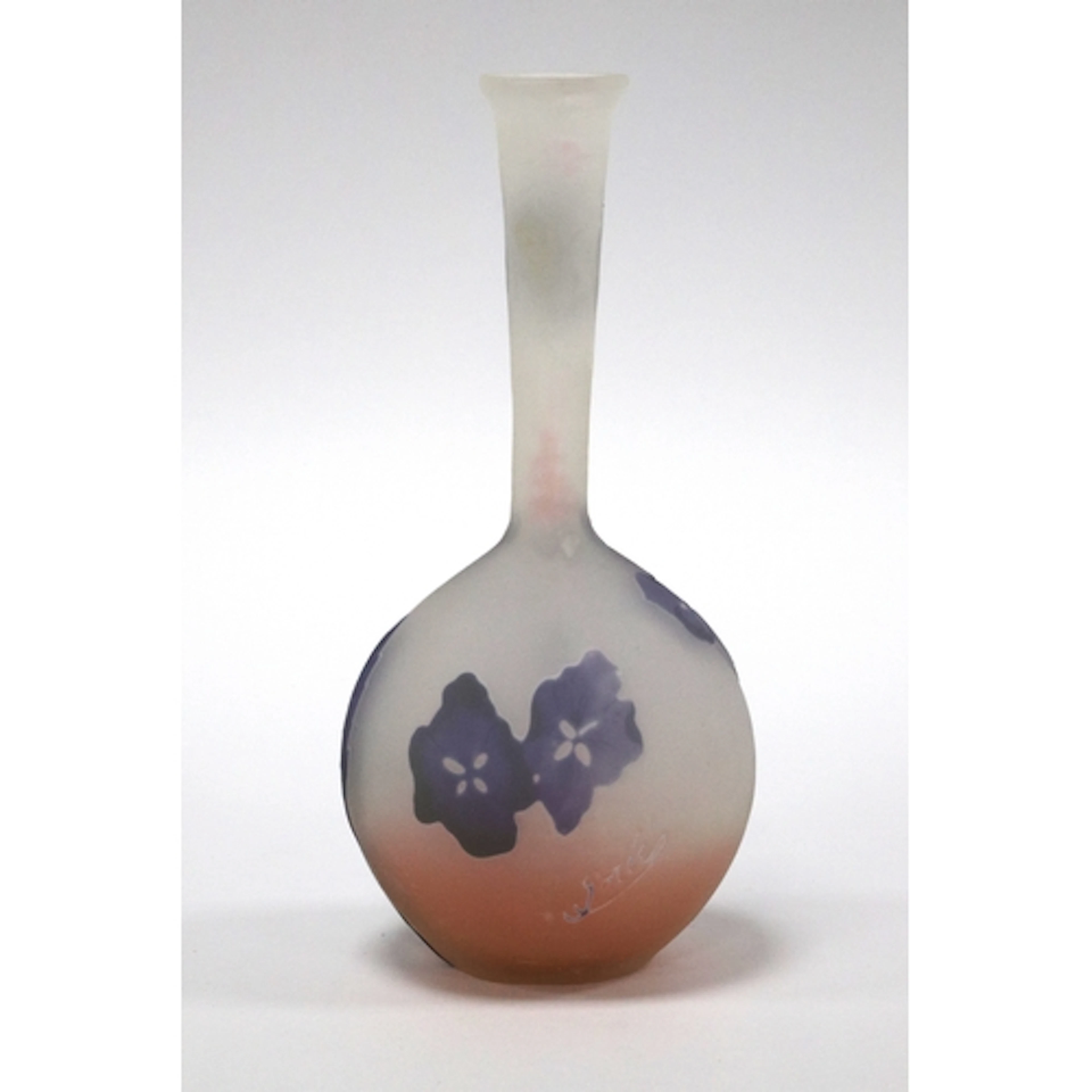 A Galle Style Cameo Glass Vase, of flattened ovoid form, wit...