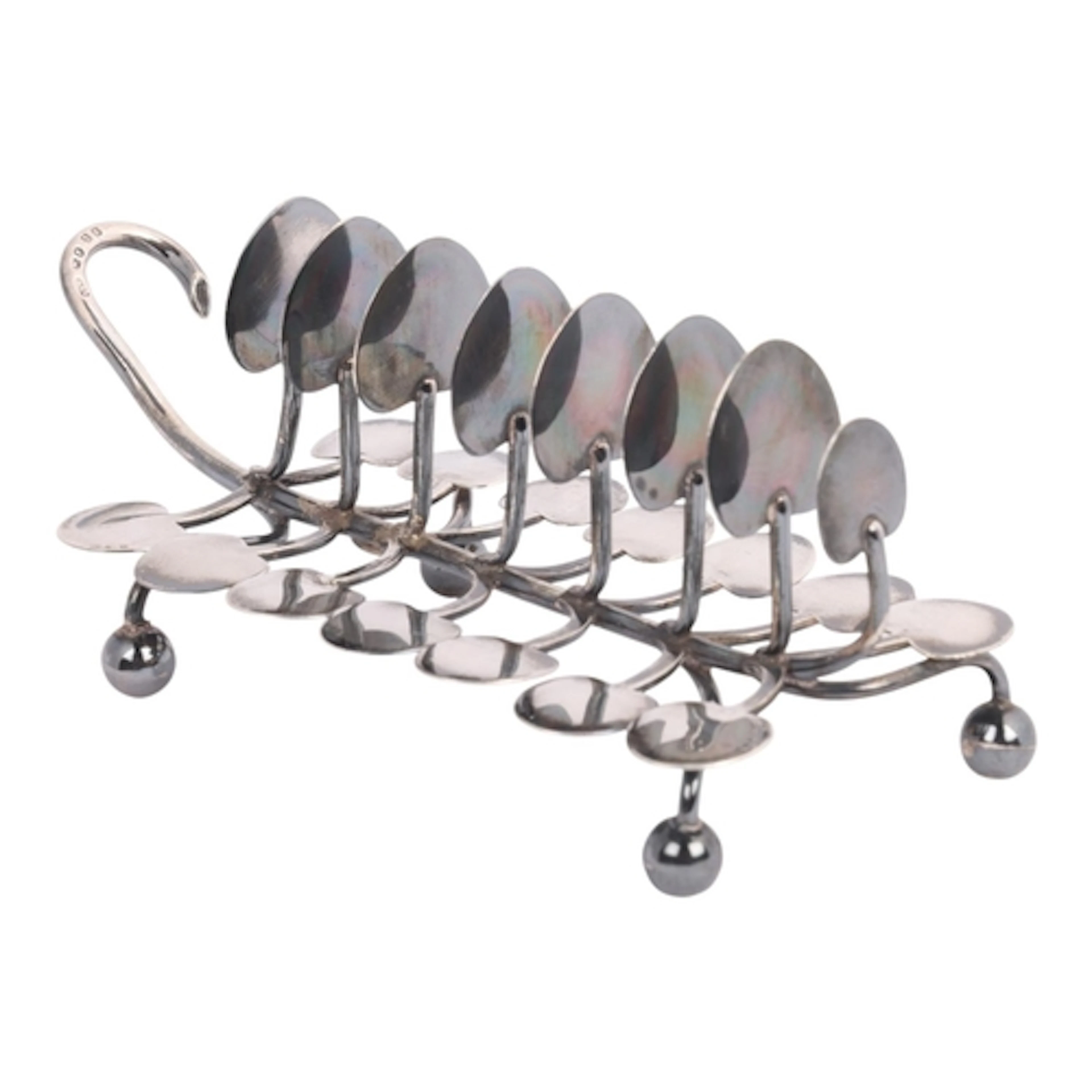 A Victorian silver 'Lily Pad' 8-bar toast rack, Yapp & Woodw...