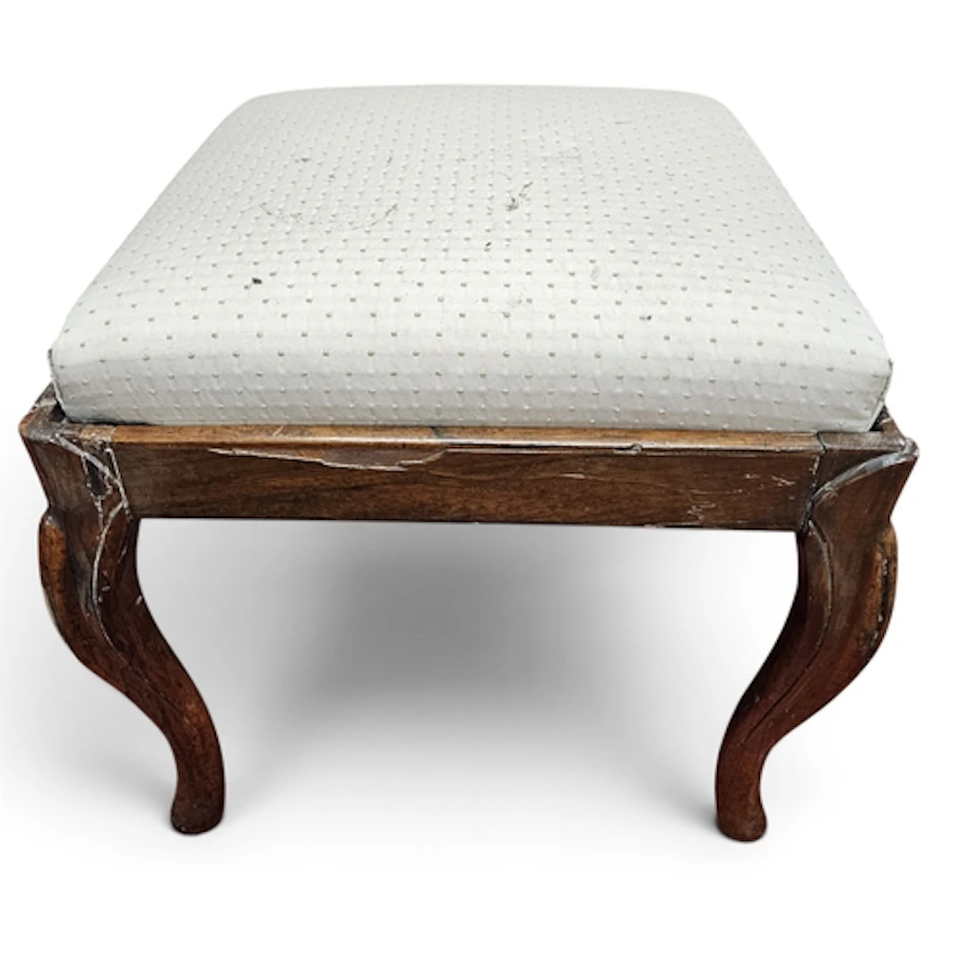 A 19th Century Rosewood square Stool with carved cabriole fr...