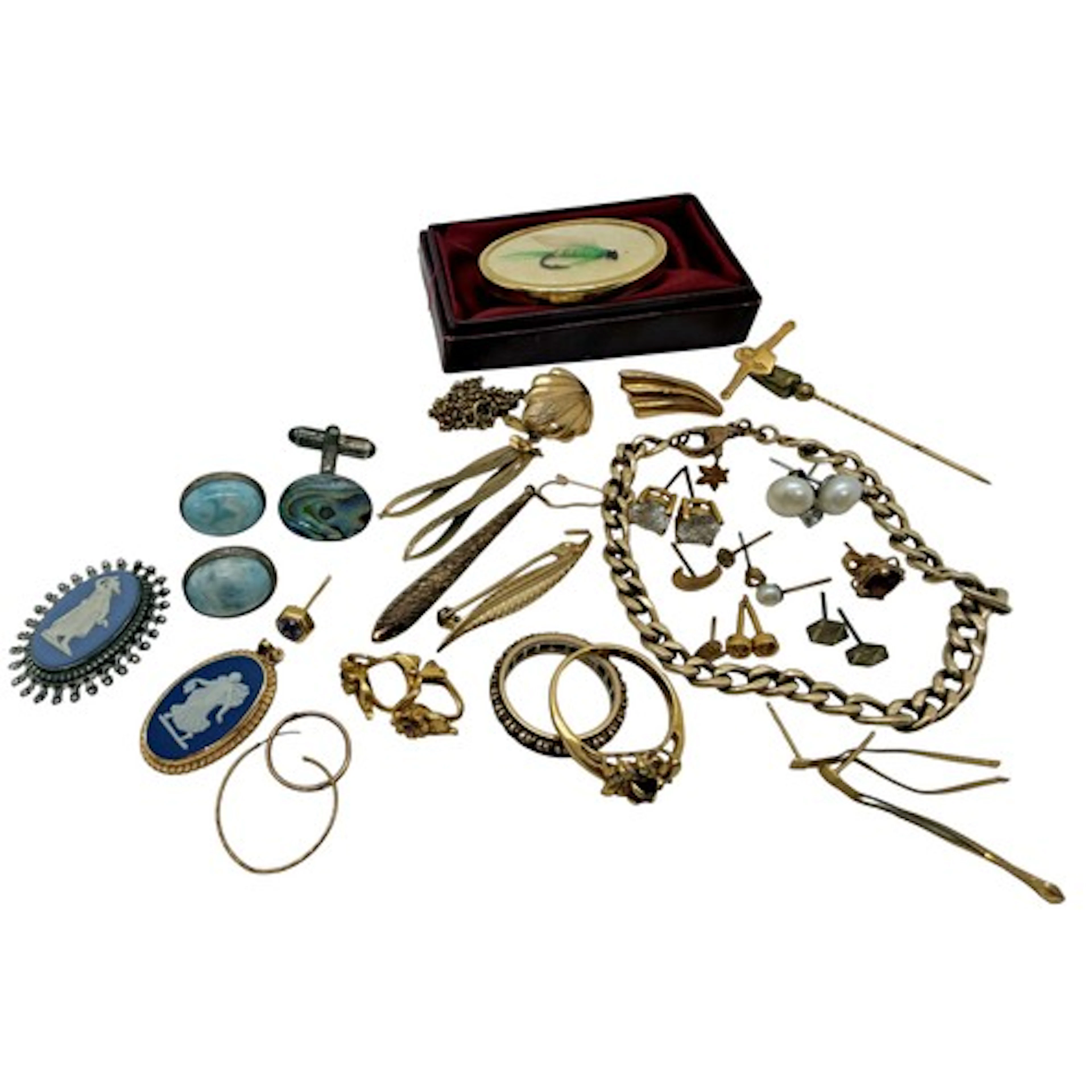 A collection of jewellery to include a 9ct gold curb-link br...