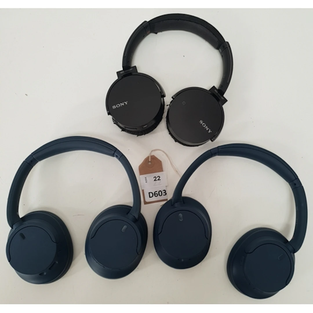 THREE PAIRS OF SONY HEADPHONES comprising Model YY2966, mod...
