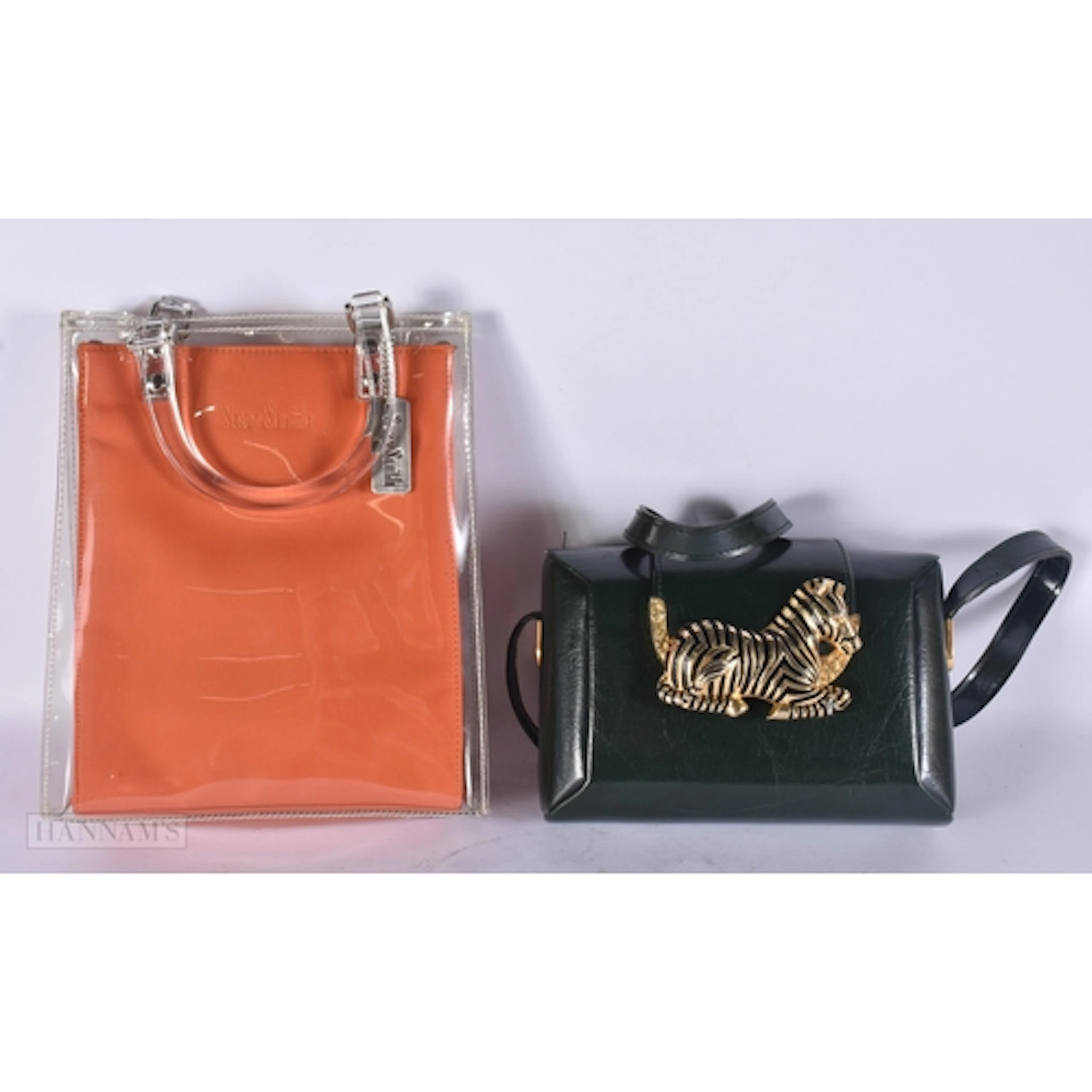 A SUZIE SMITH ACRYLIC HANDBAG together with Zebra clasp leat...