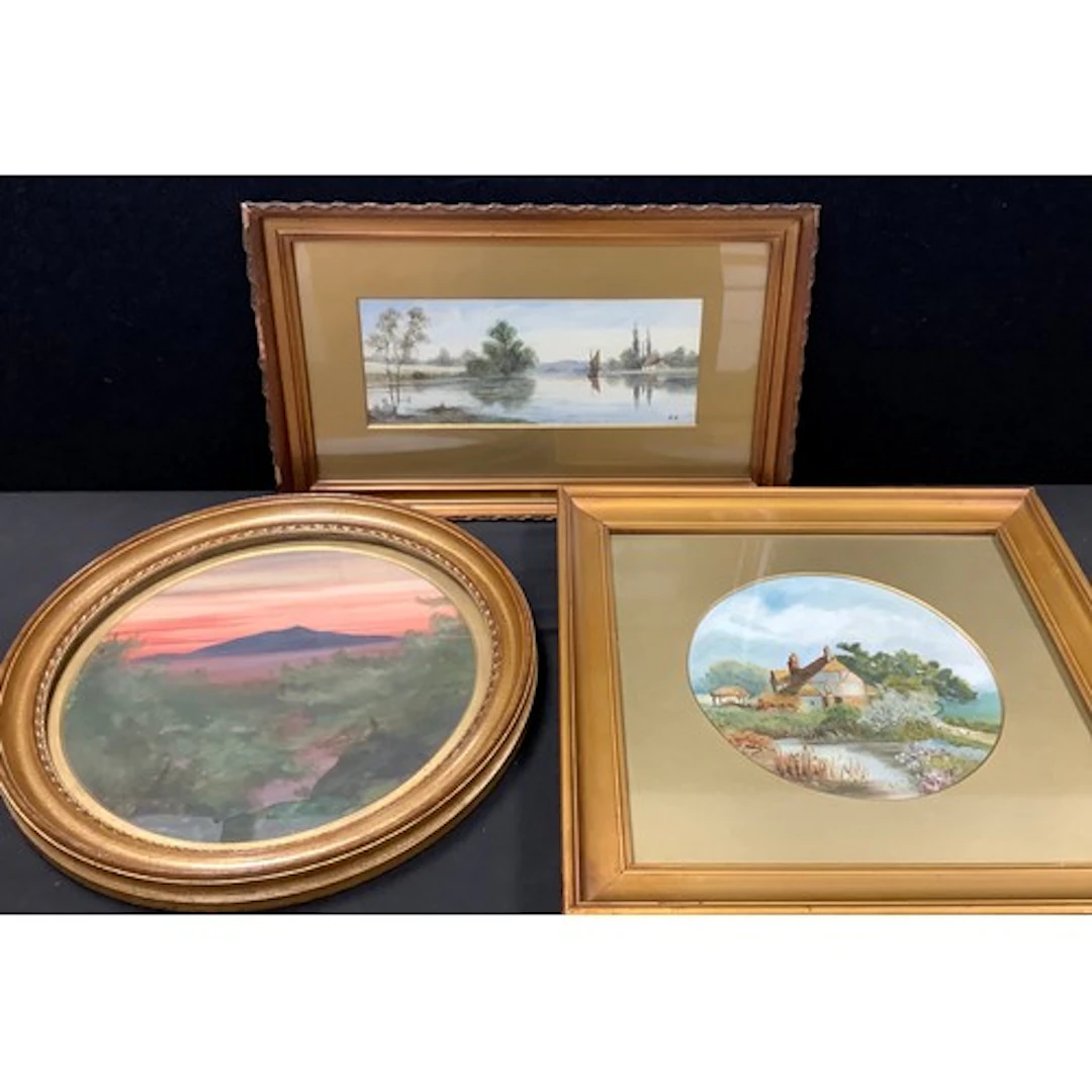 English School (early 20th century) Sunset tondo, 23cm diame...