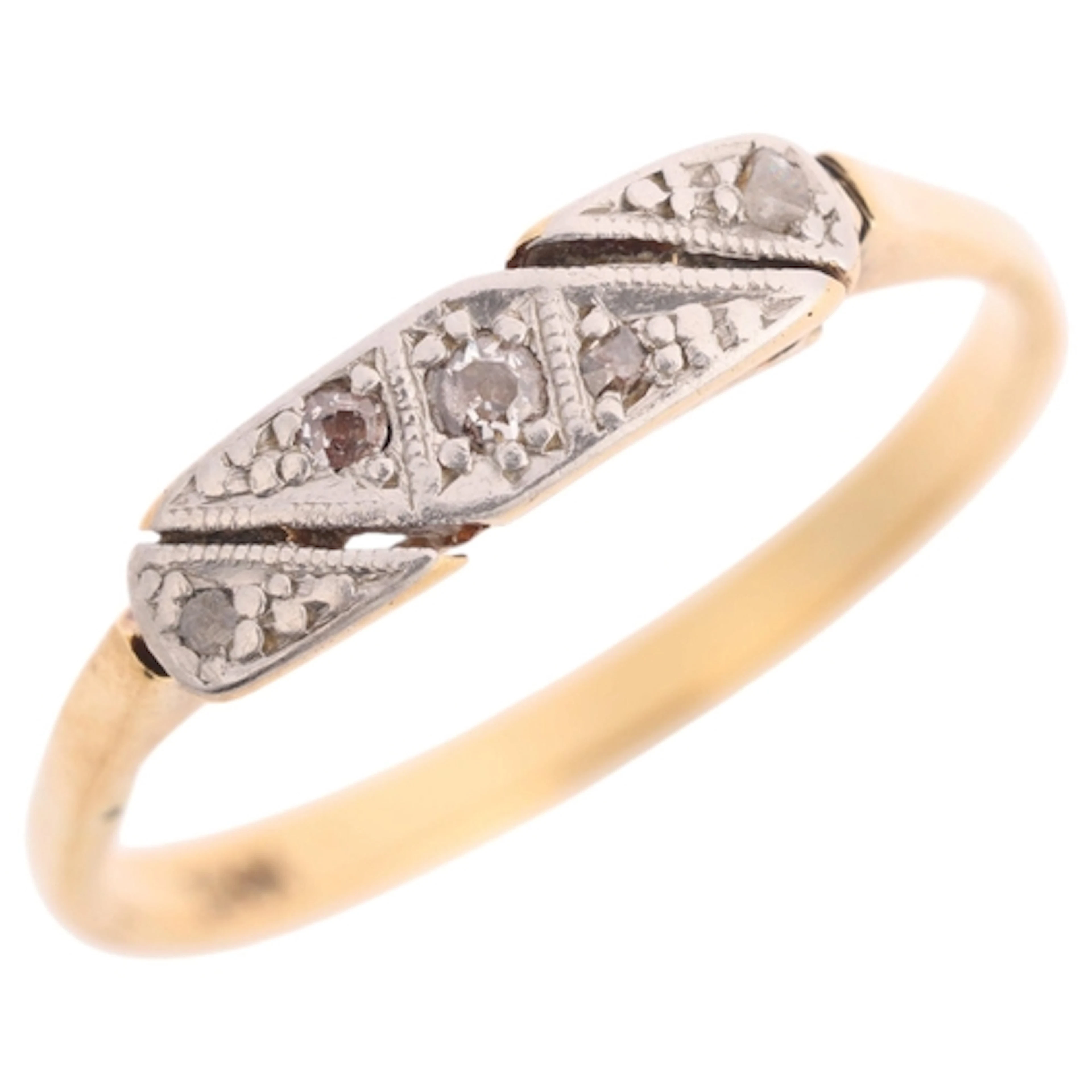 An 18ct gold diamond panel ring, platinum-topped, pave set w...
