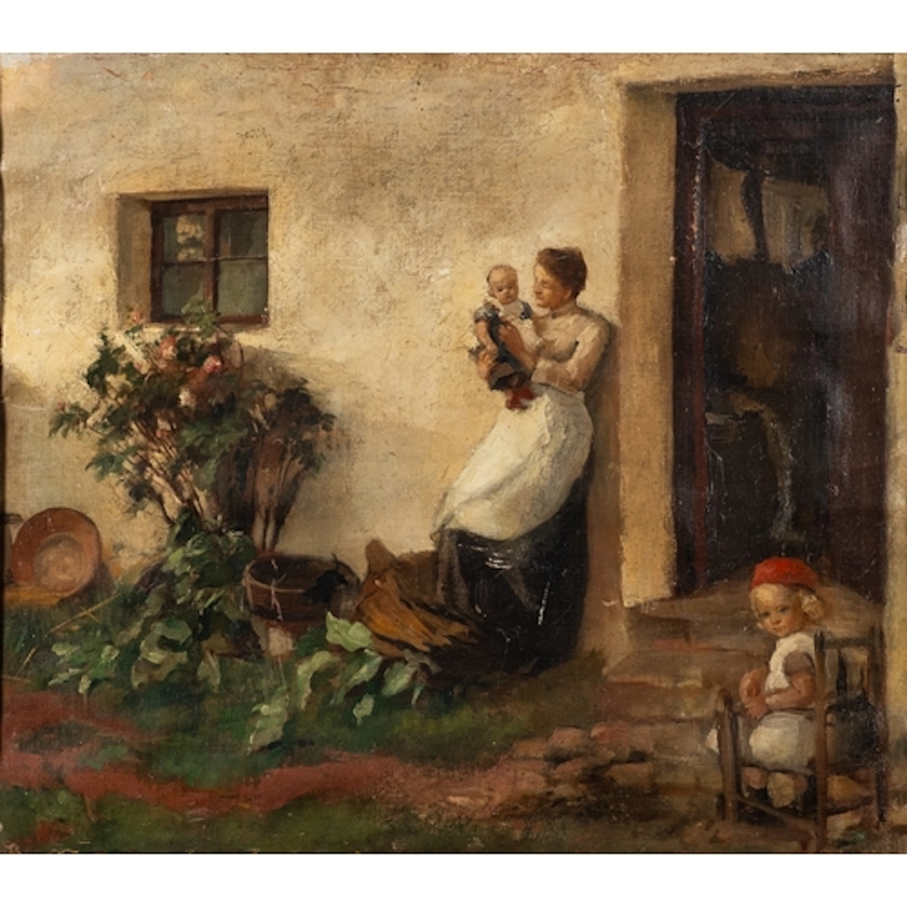 Late 19th / early 20th Century school - Mother and baby out...
