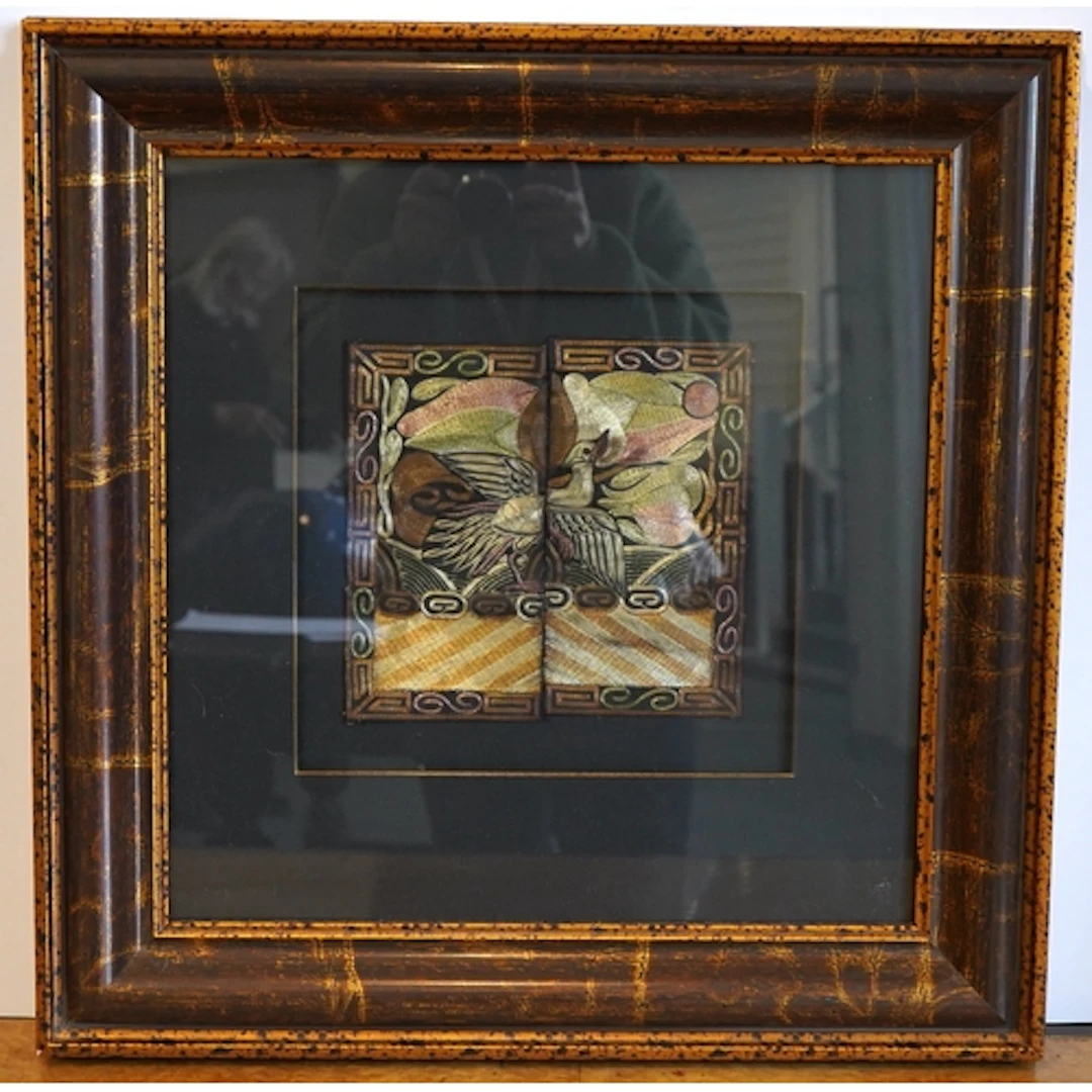 An early 20th century framed Chinese Civil Rank badge of a S...