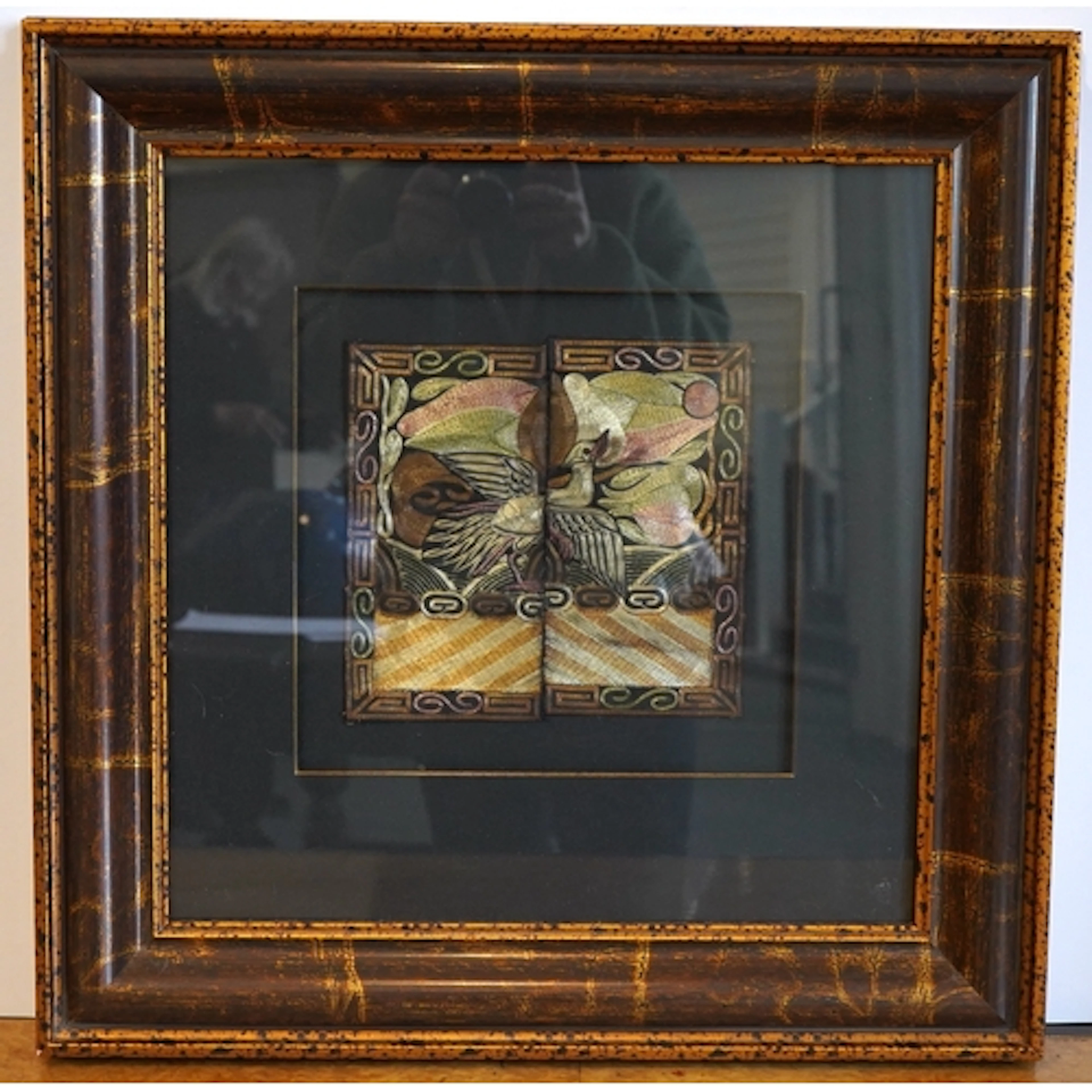 An early 20th century framed Chinese Civil Rank badge of a S...