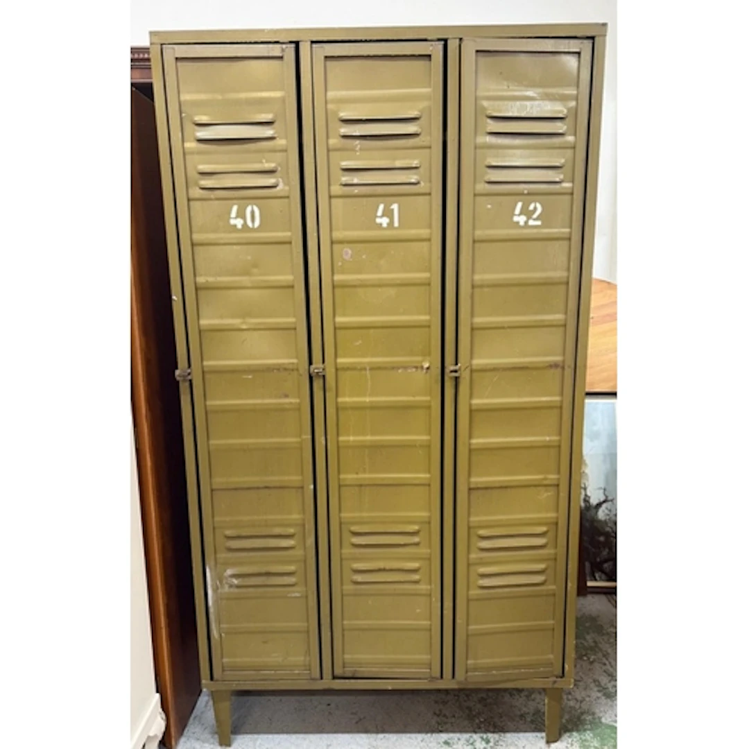 Industrial World War II locker cabinet, with vented three do...