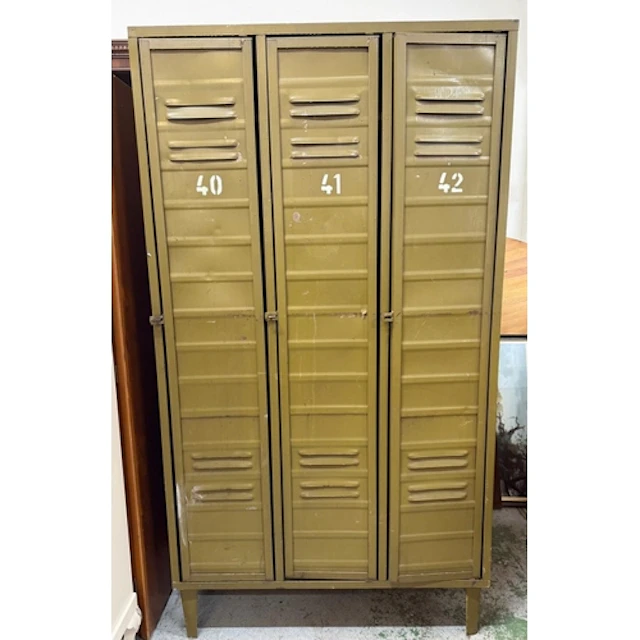 Industrial World War II locker cabinet, with vented three do...